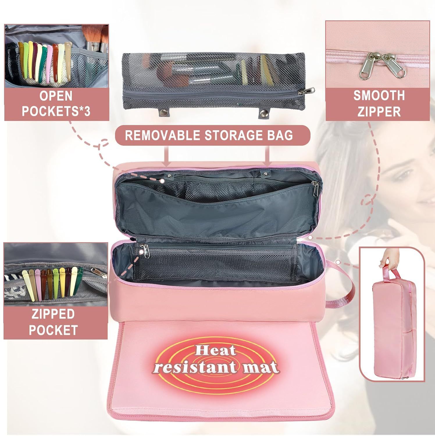 Hair Tools Travel Bag with Heat Resistant Pad view 5