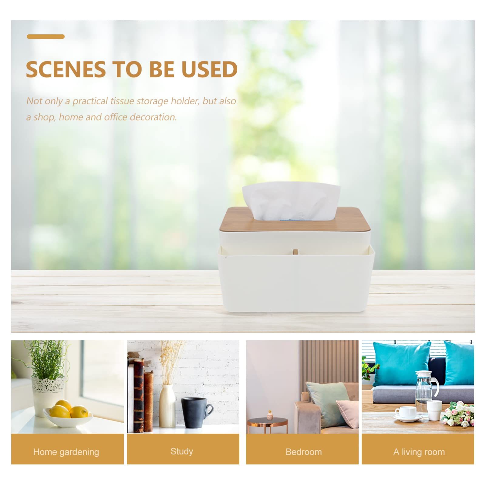 Wood Tissue Box Cover, Wooden Rectangular Facial Tissue Box, Tissue Box Holder view 4