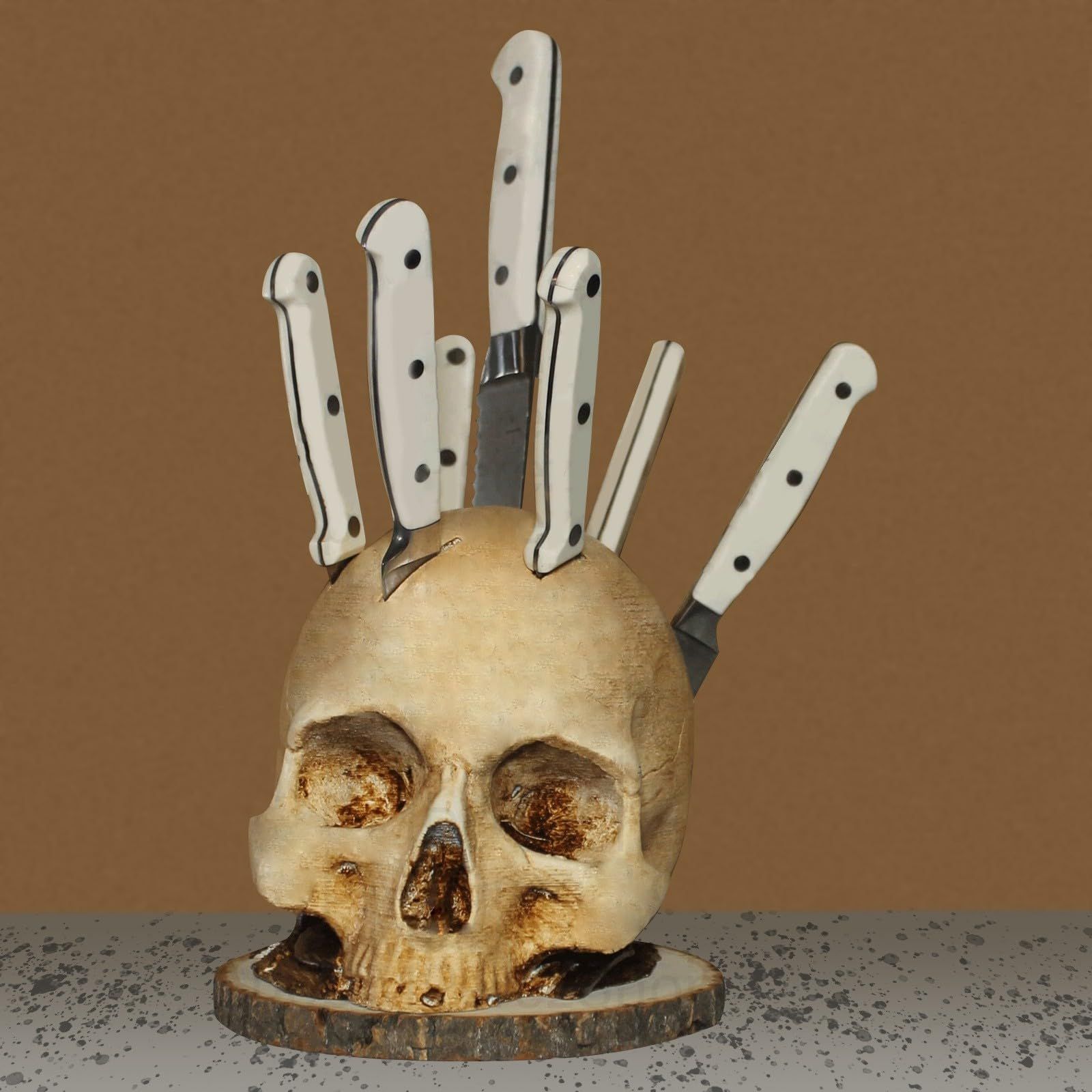 Skull Knife Holder For Kitchen Storage