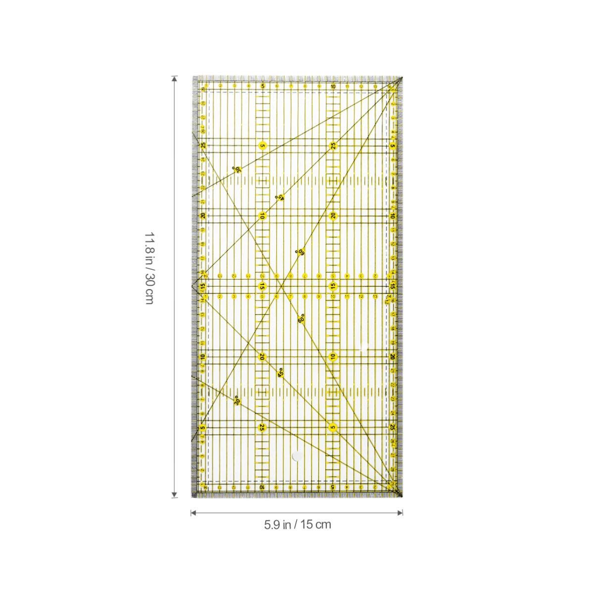 Quilters Ruler with Double Colored and Grid Lines Patchwork Ruler Nonslip view 5