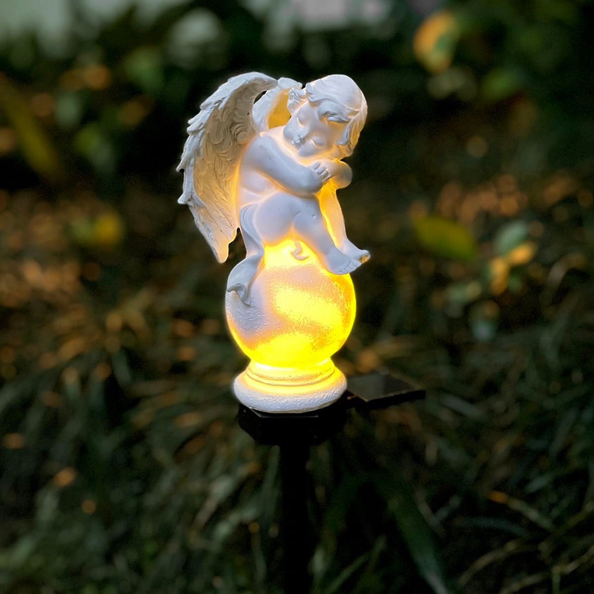 Garden Solar Light, Resin Angel Figure Solar Garden Stake Lights Waterproof view 2