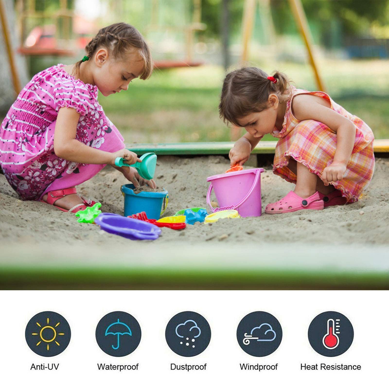 Sandbox Cover Square Waterproof Sandpit Cover with Drawstring Tool Dustproof view 4