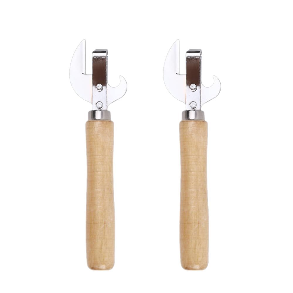2 PCS Can Opener Vintage Can Opener Manual Can Opener Wooden Handle Bottle — image 1
