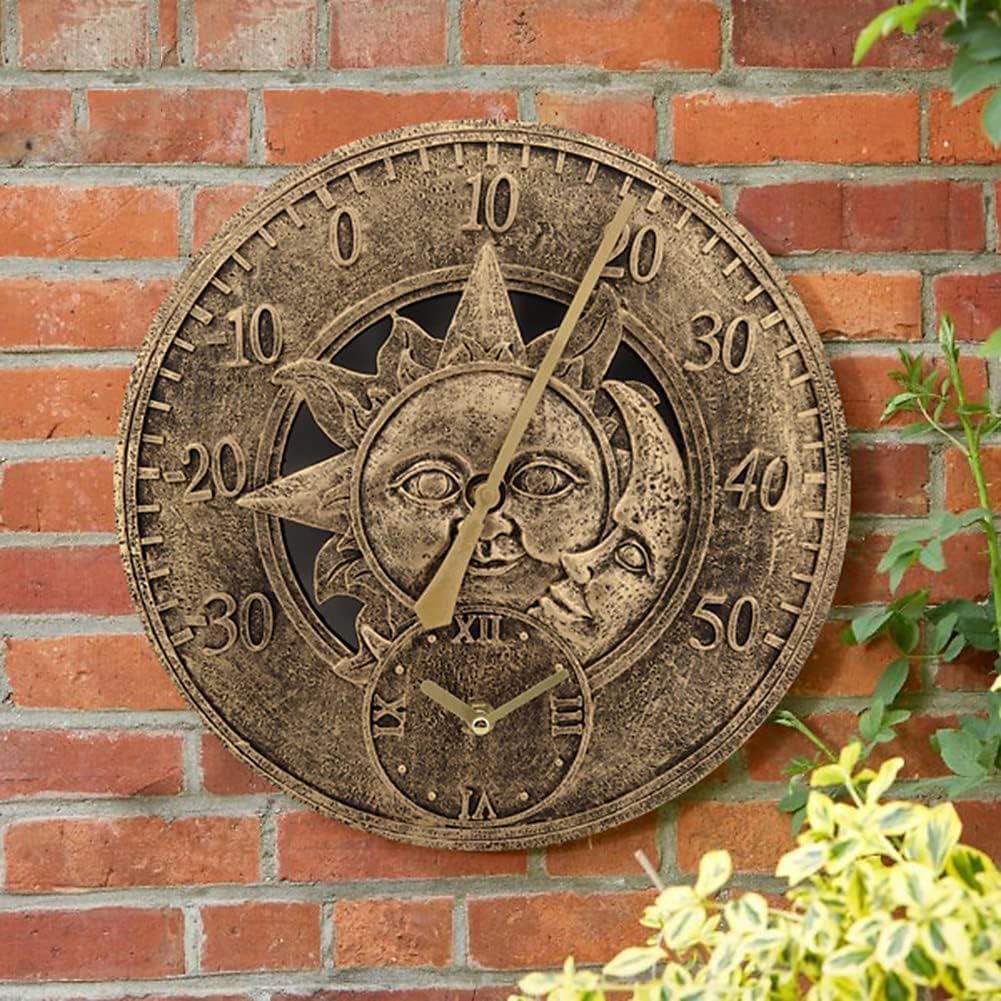 Outdoor Wall Clock, Thermometer for Patio and Pool, Round, Metal view 4