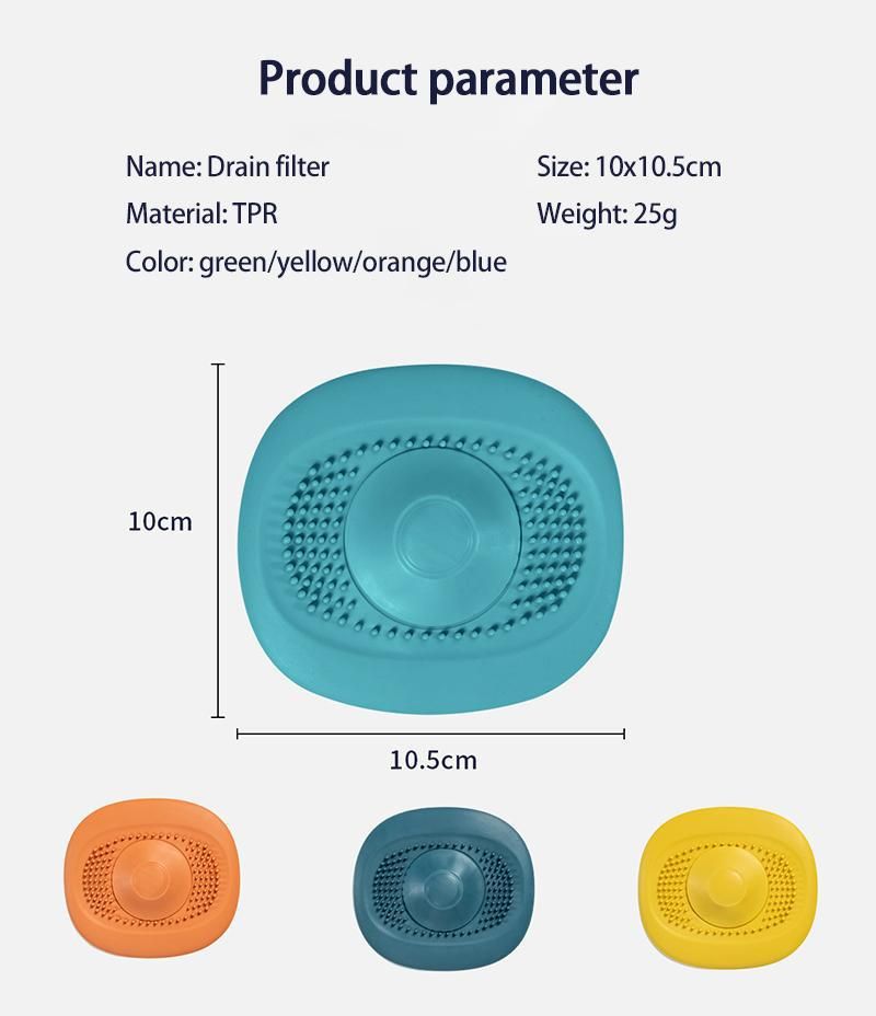 Hair Catcher Silicone Hair Stopper Square Hair Drain Cover view 5