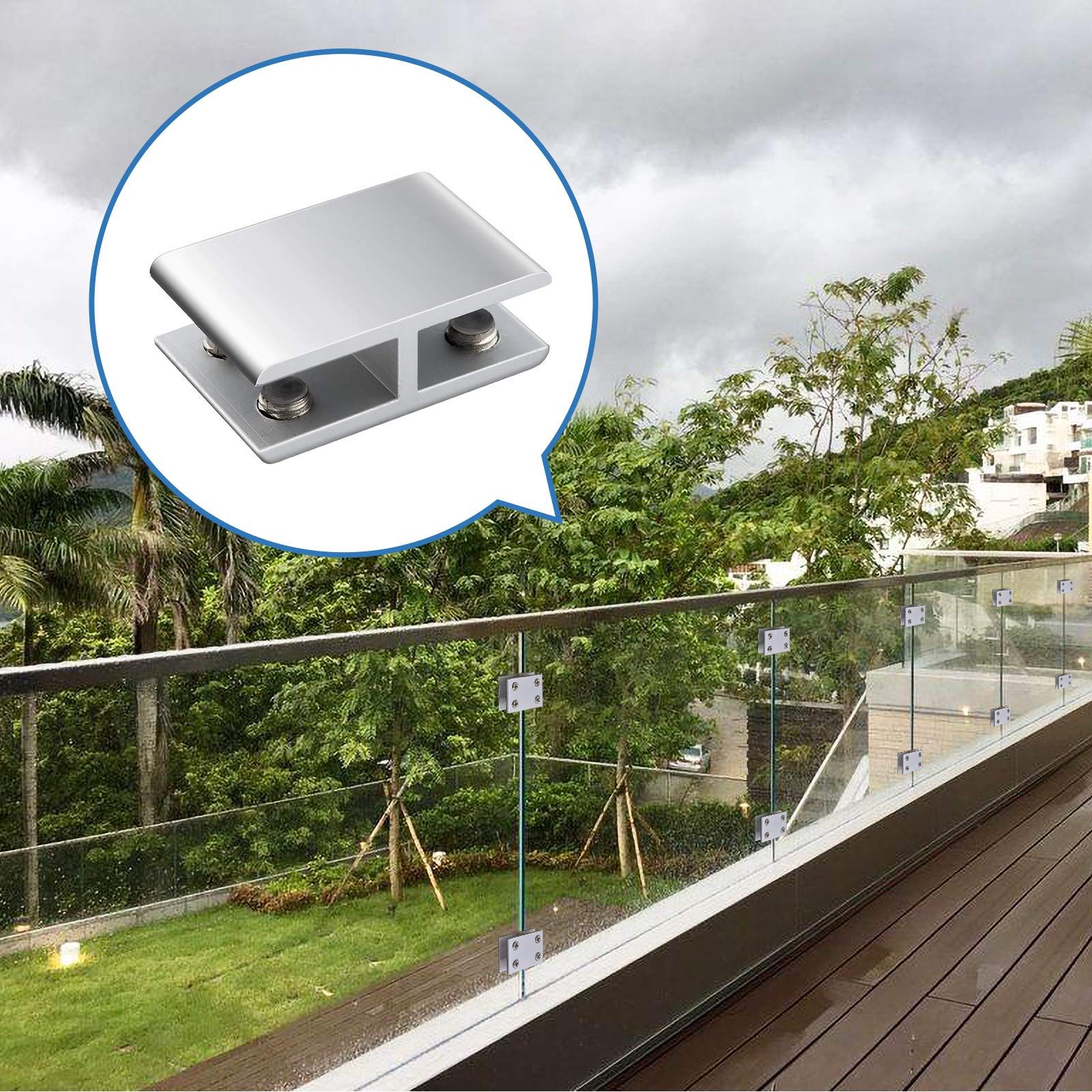 Glass Clamp,4 Pack Adjustable Double Side Aluminum Alloy Glass Shelf Support view 4