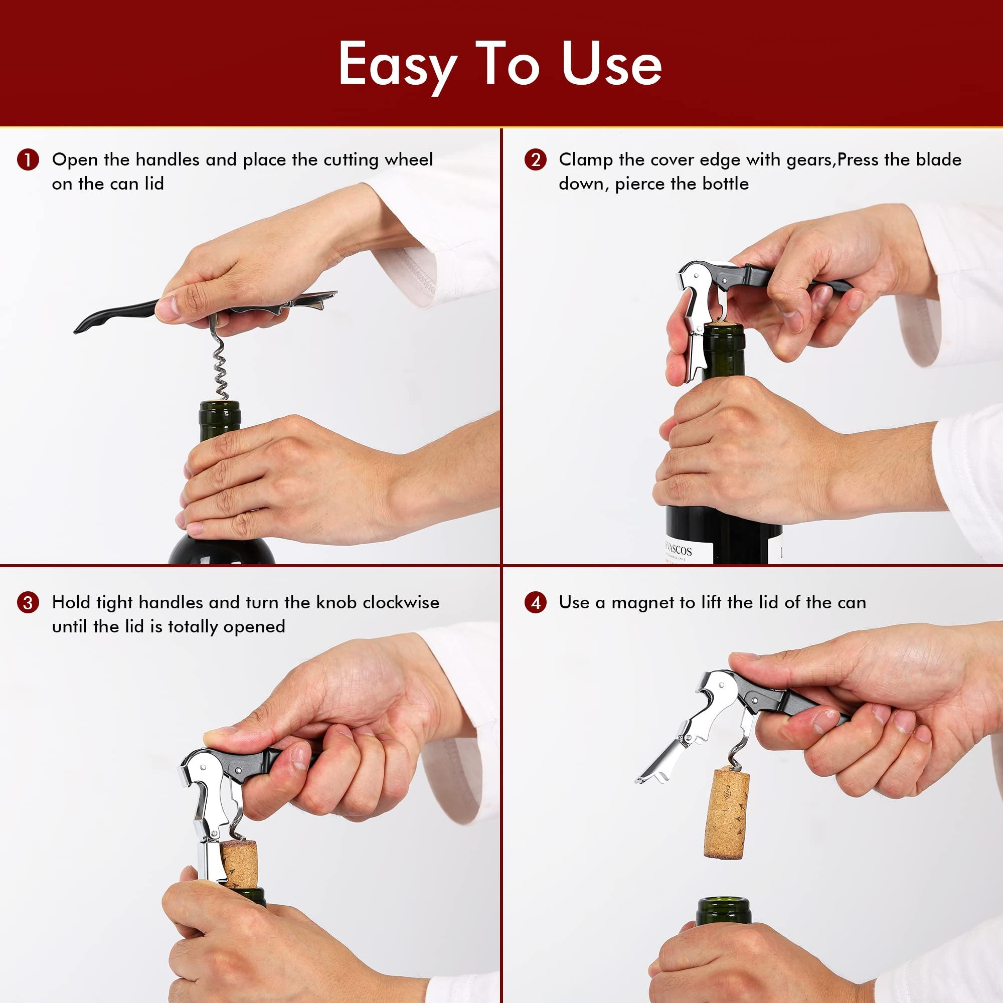 5pc Professional Waiter Corkscrew Wine Openers Set view 2