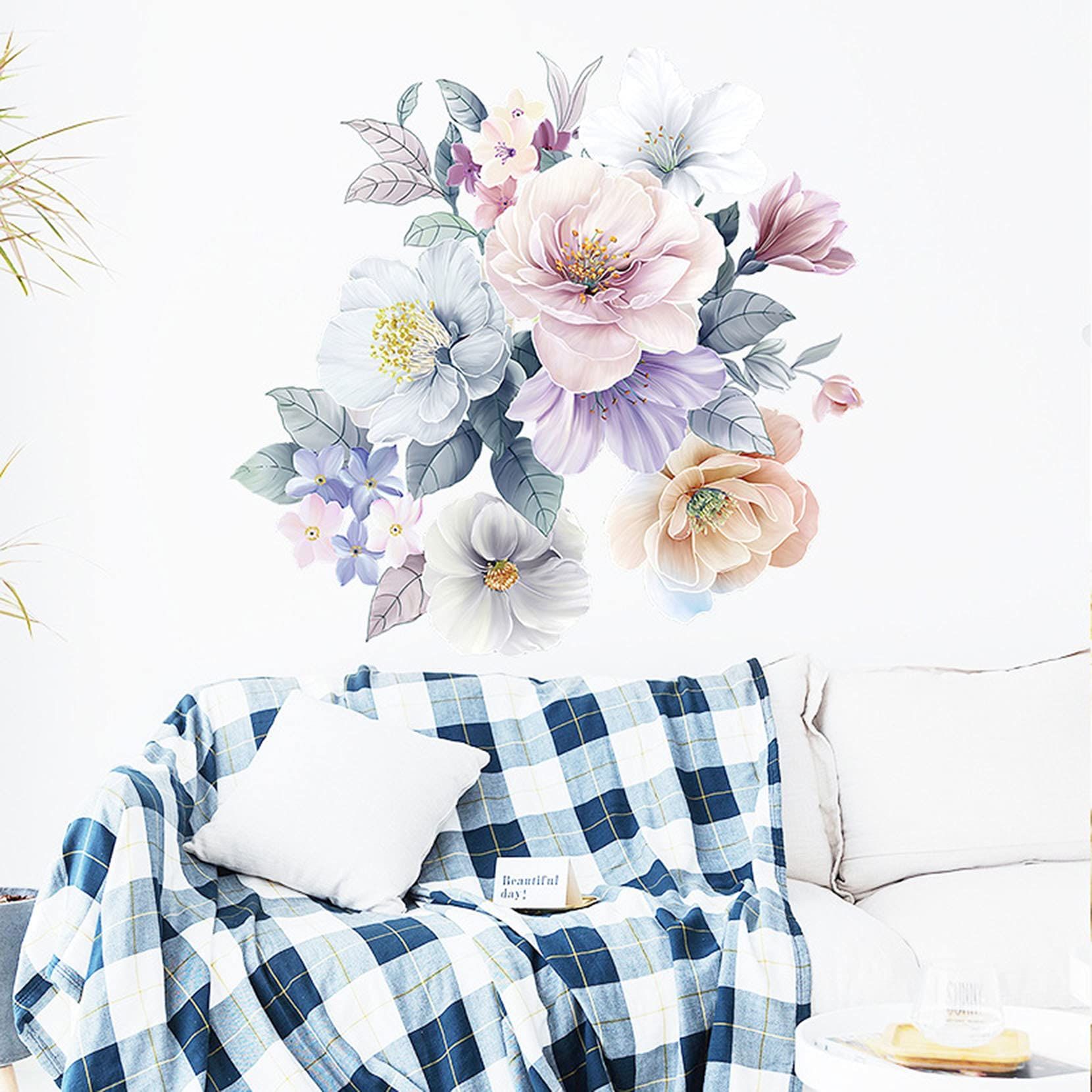 Peony Flower Wall Decals Peel and Stick