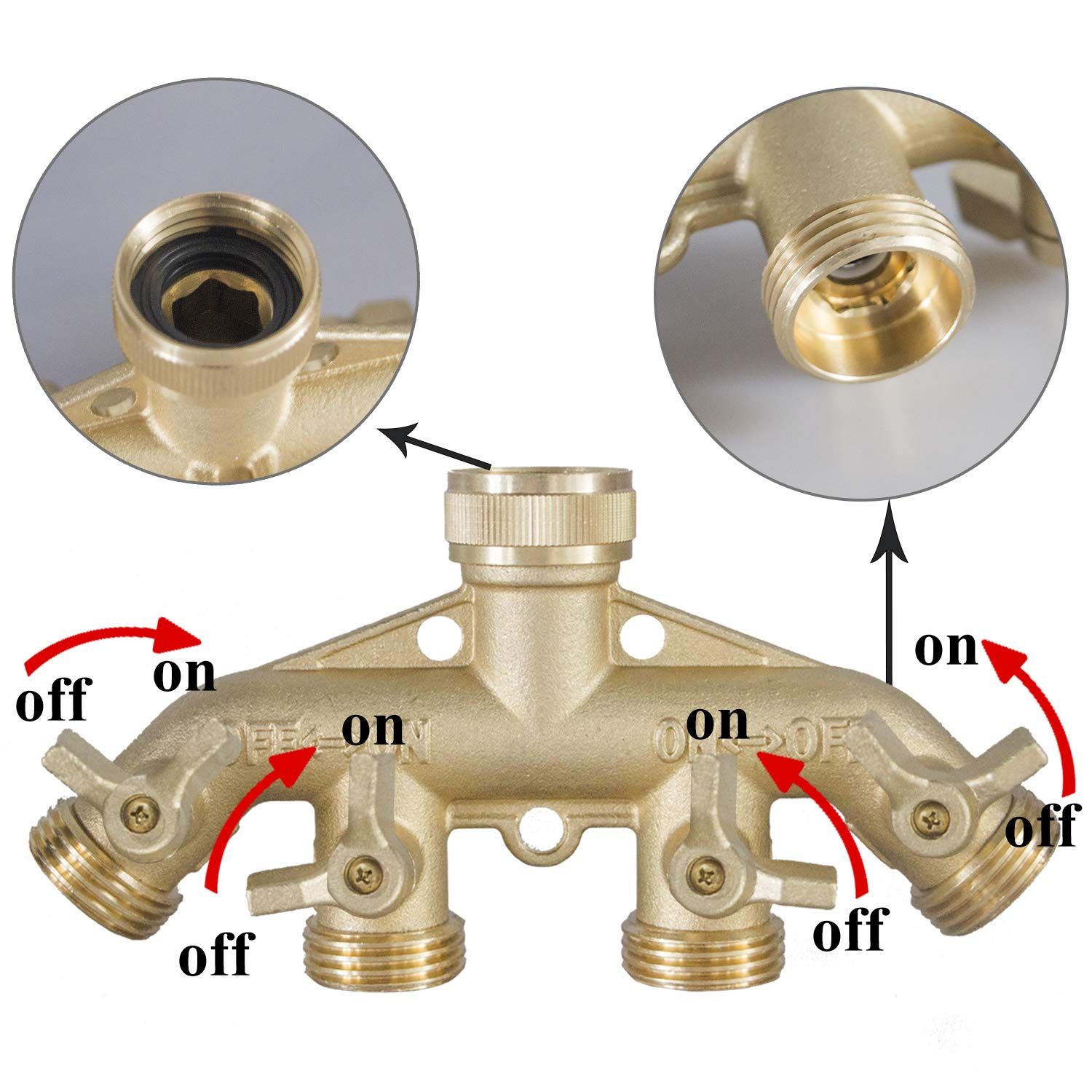Brass Garden Hose Splitter view 2