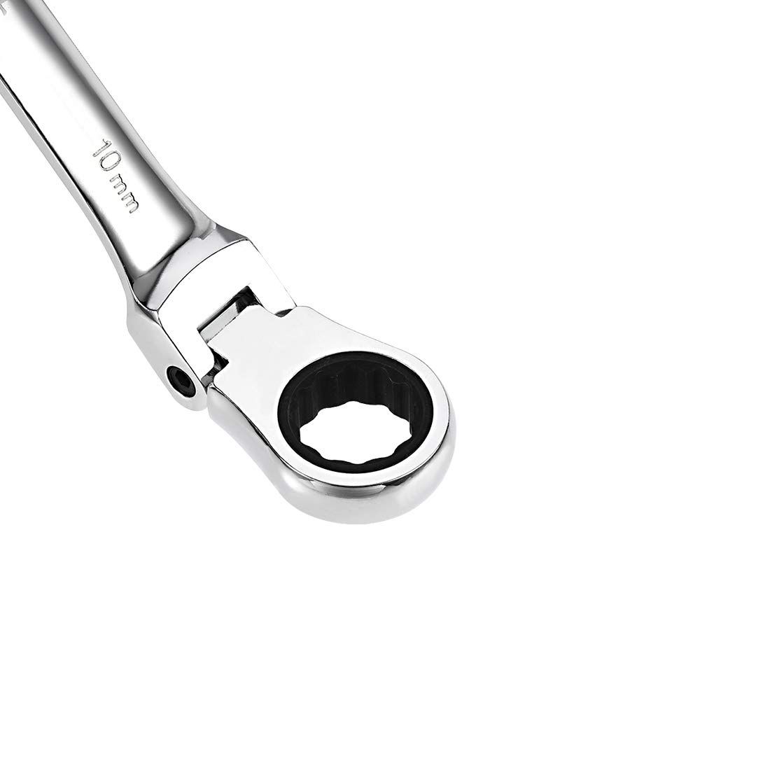 2pc Flex-Head Ratcheting Combination Wrench Metric Teeth Point Ratchet Box view 3