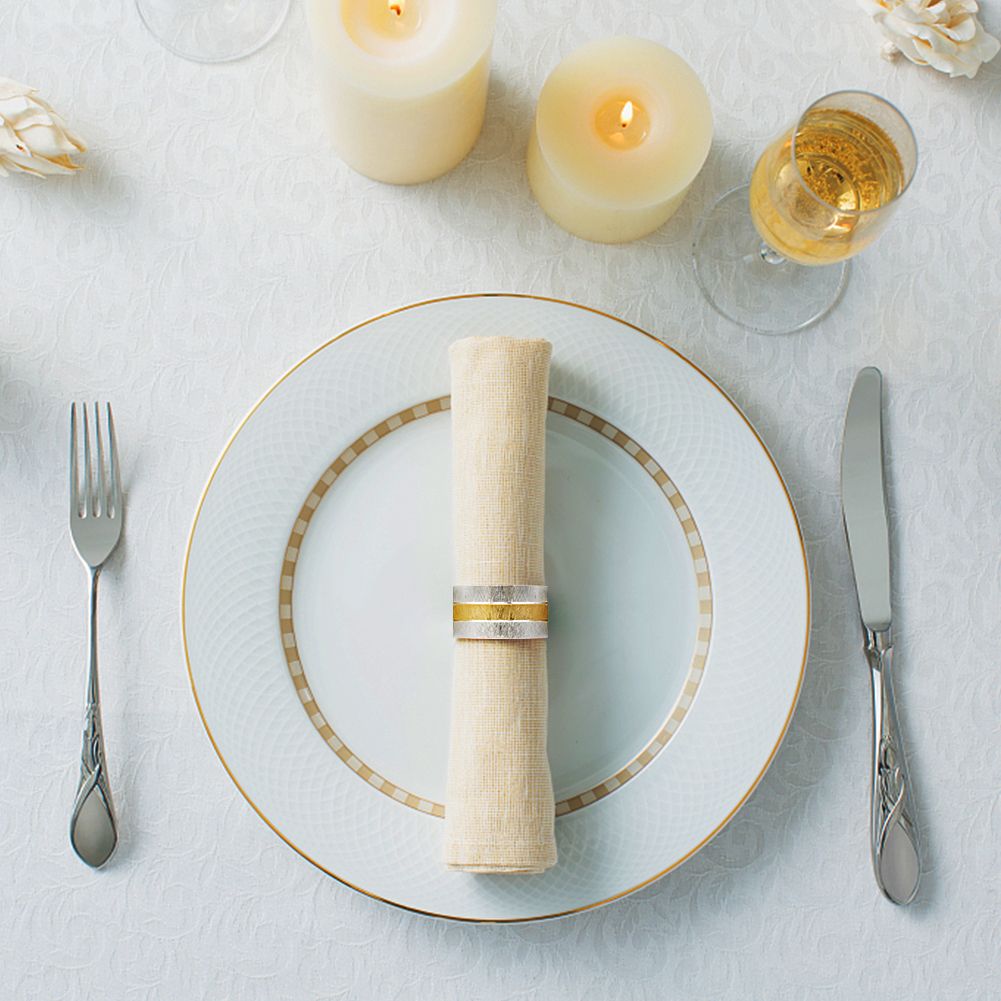 4pc Napkin Rings, Metal Gold Round Napkin Rings Buckles for Table Decorations view 5