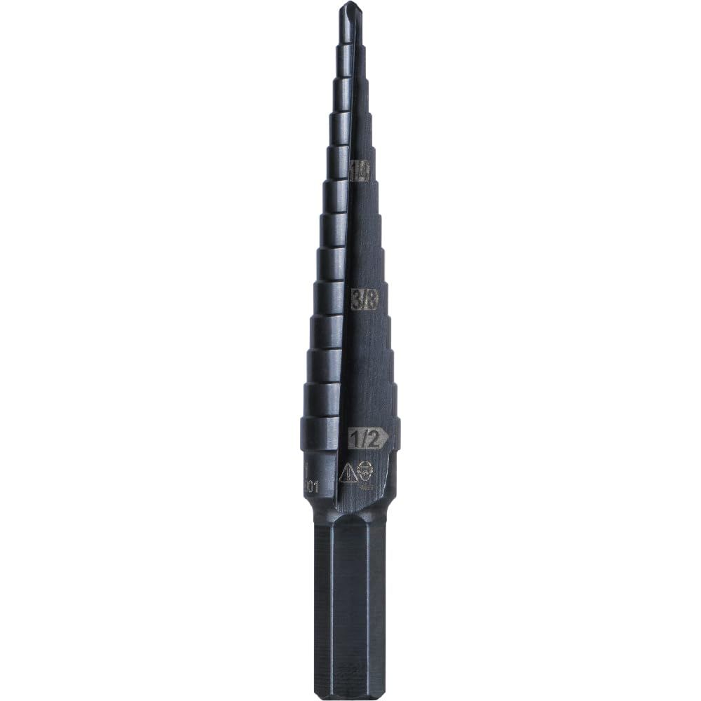 Step Drill Bit Double-Fluted with Easy-to-Read Markings and Targets for Hole — image 1