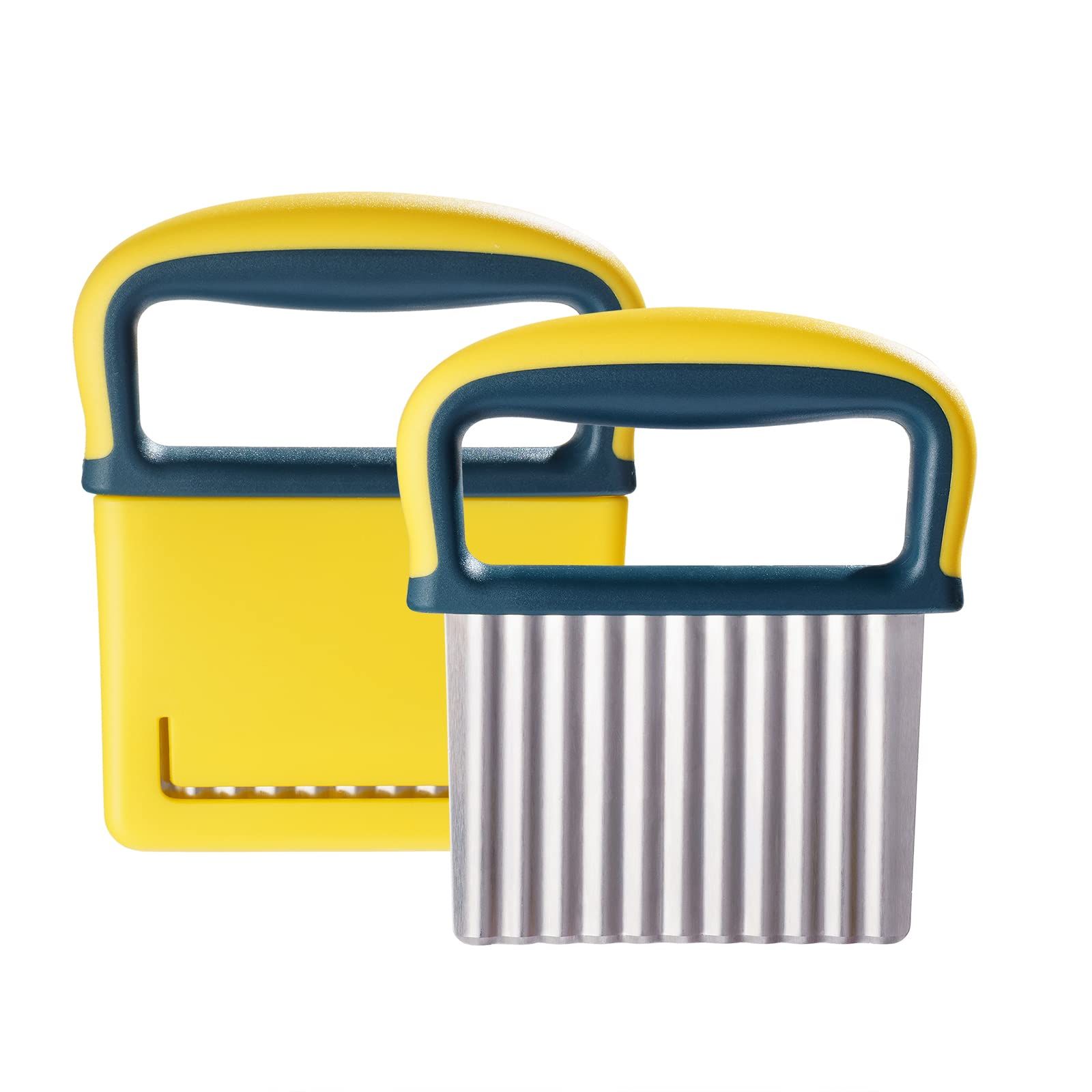 2pc Crinkle Cutter with Wavy Crinkle Cutting Tool Potato Cutter Veggie Chopper