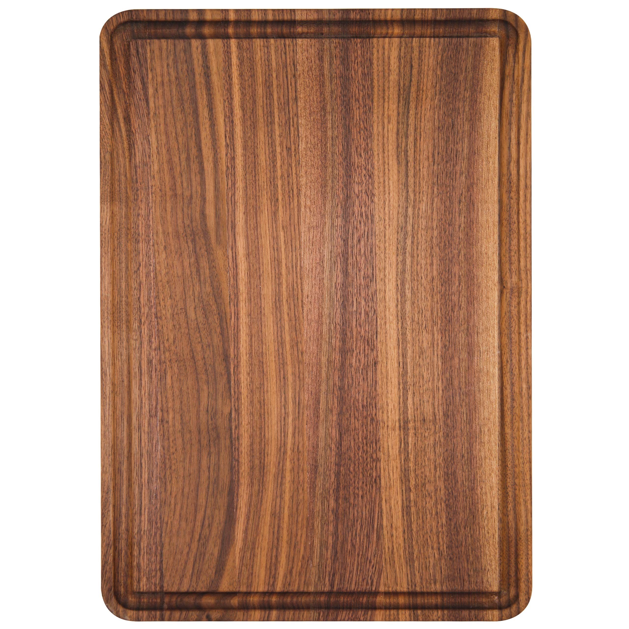 Small Walnut Wood Cutting Board for Kitchen with Juice Groove Handles Non-slip — image 1