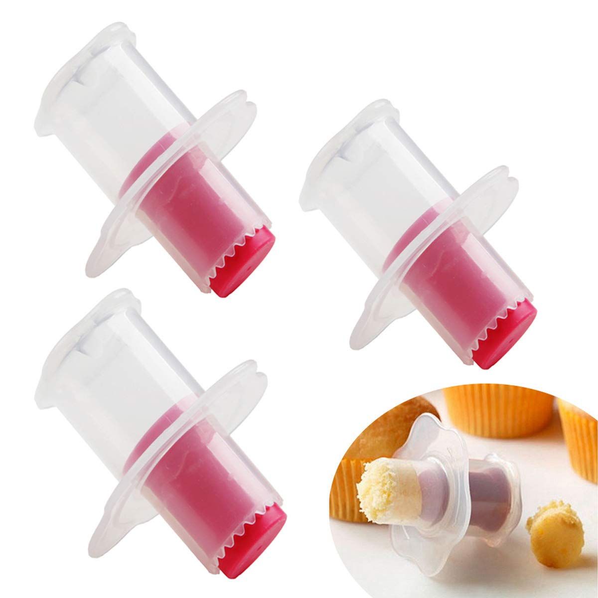 3pc Plastic Cupcake Corer Plunger Cutter Pastry Corer Digging Holes Tools for — image 1