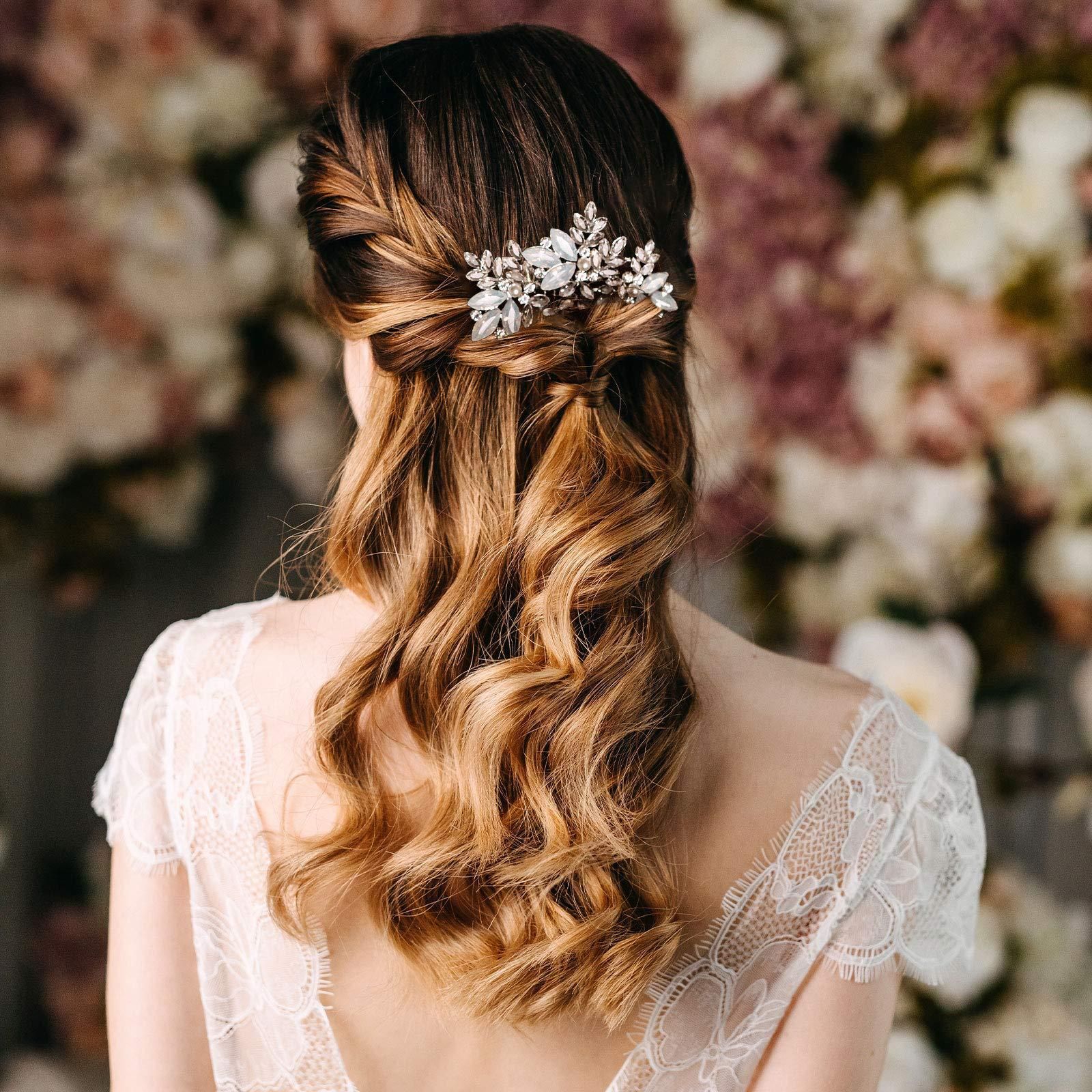 Opal Crystal Hair Comb Bridal Hair Pieces Retro Bridal Hair Clips Wedding Hair view 5
