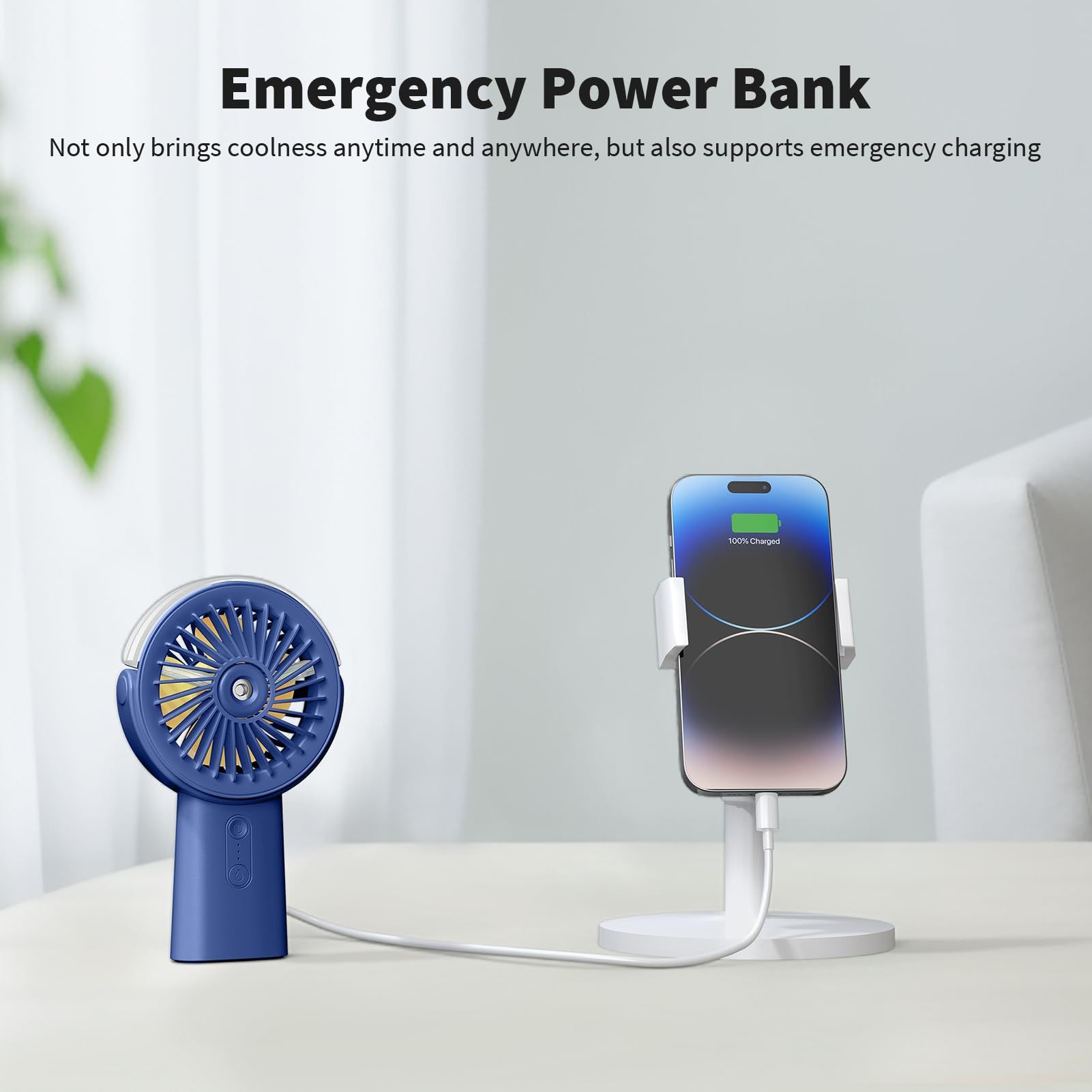 Rechargeable Handheld Fan Battery Operated Power Bank view 5