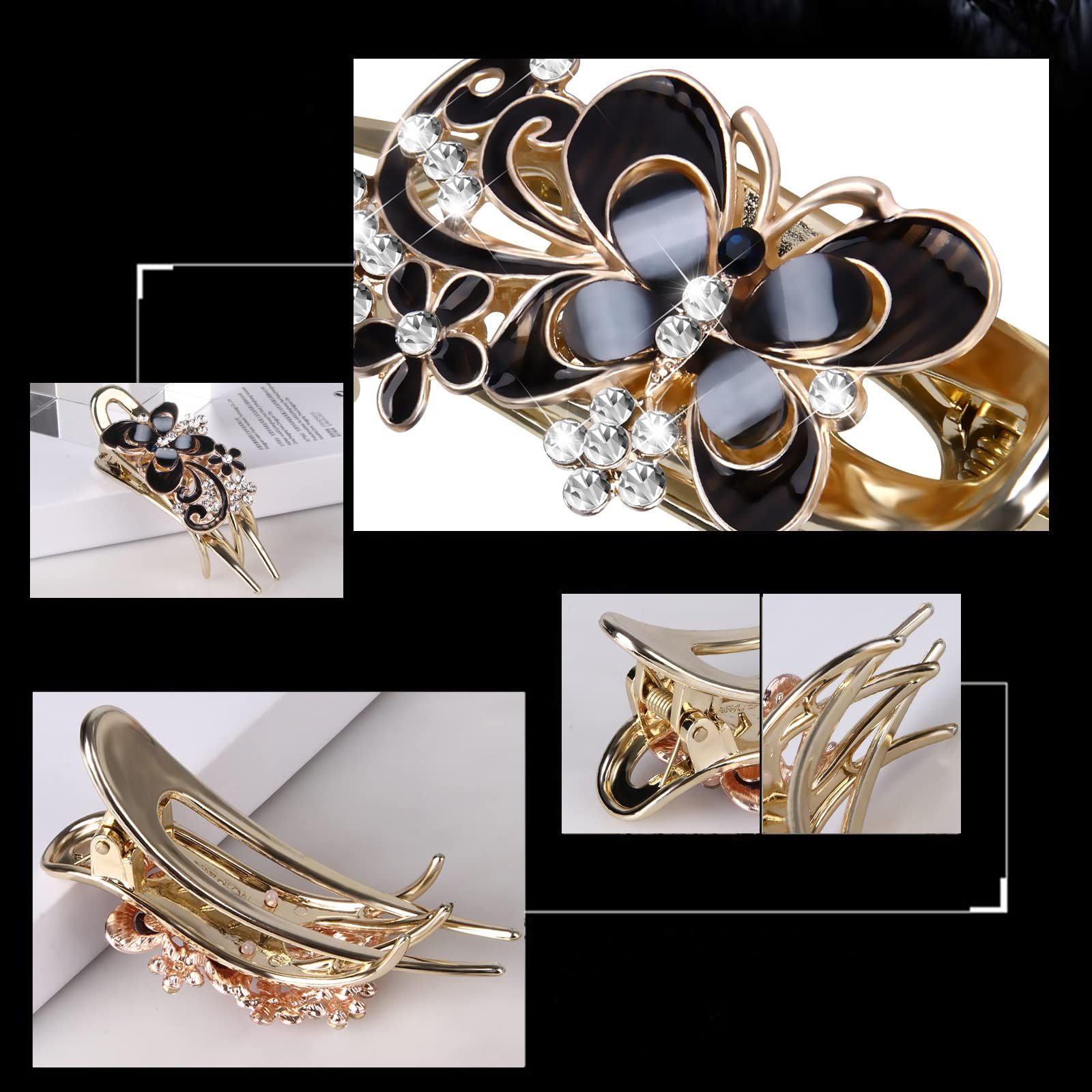 Sparkling Crystal Stone Braided Hair Clips view 5