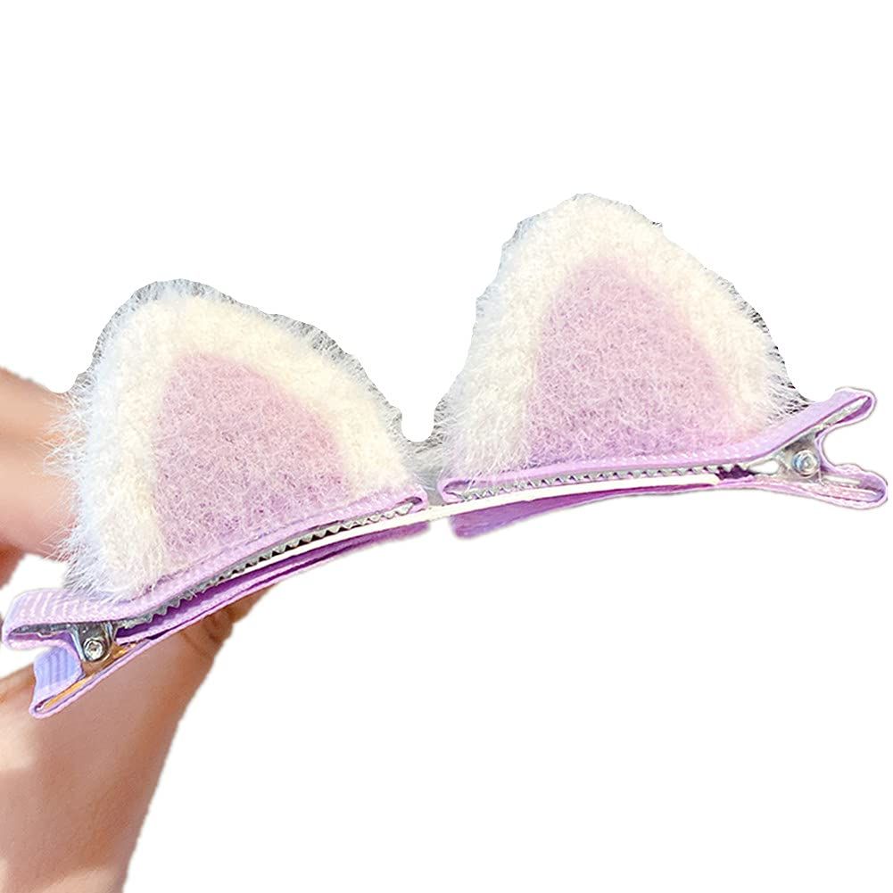 2pcs/set Rainbow Cat Ears Cute Barrettes Bunny Glitter Girls Fabric Kids — image 1