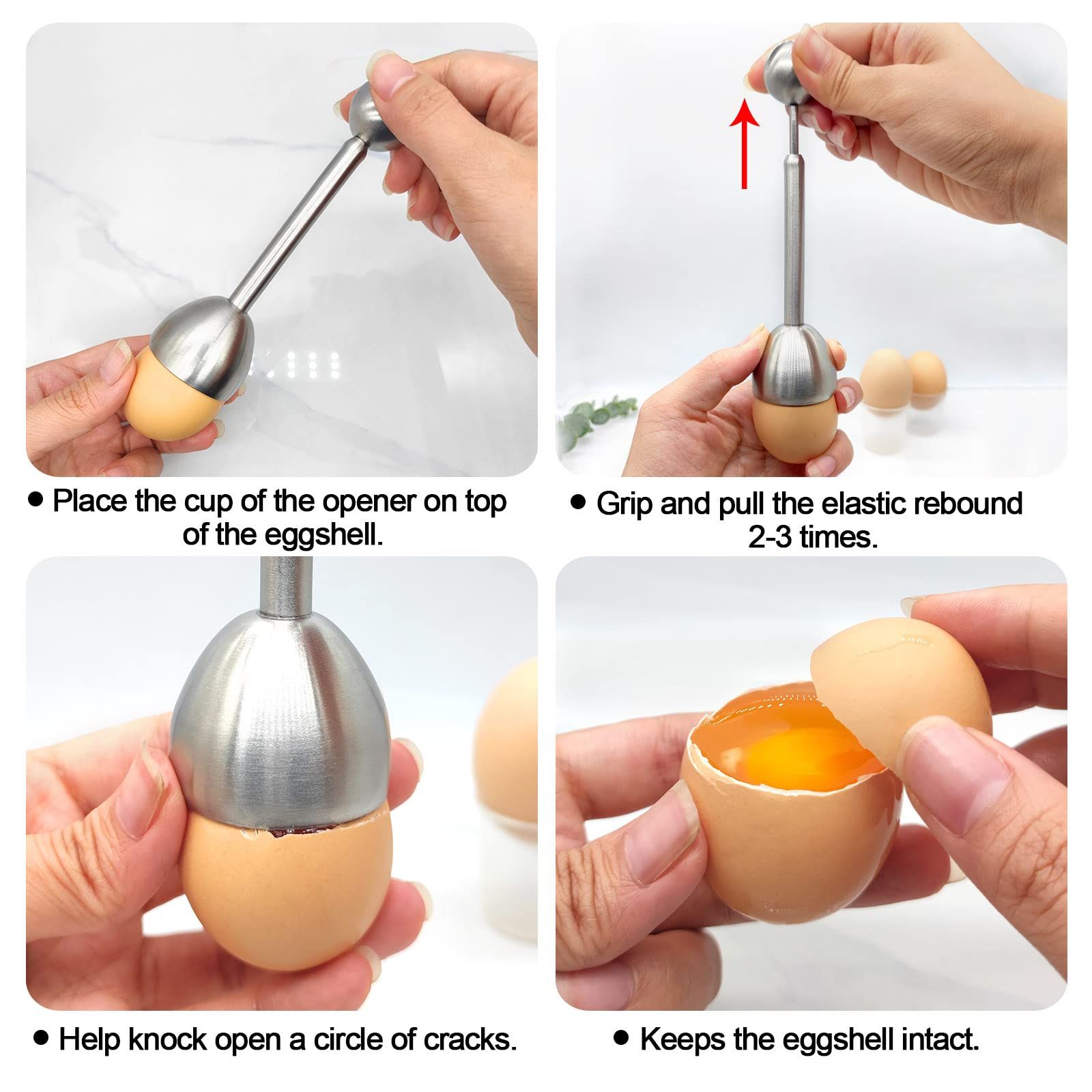 Stainless Steel Egg Cracker Topper Eggshell Cutter Egg Cracker Opener Shell view 3