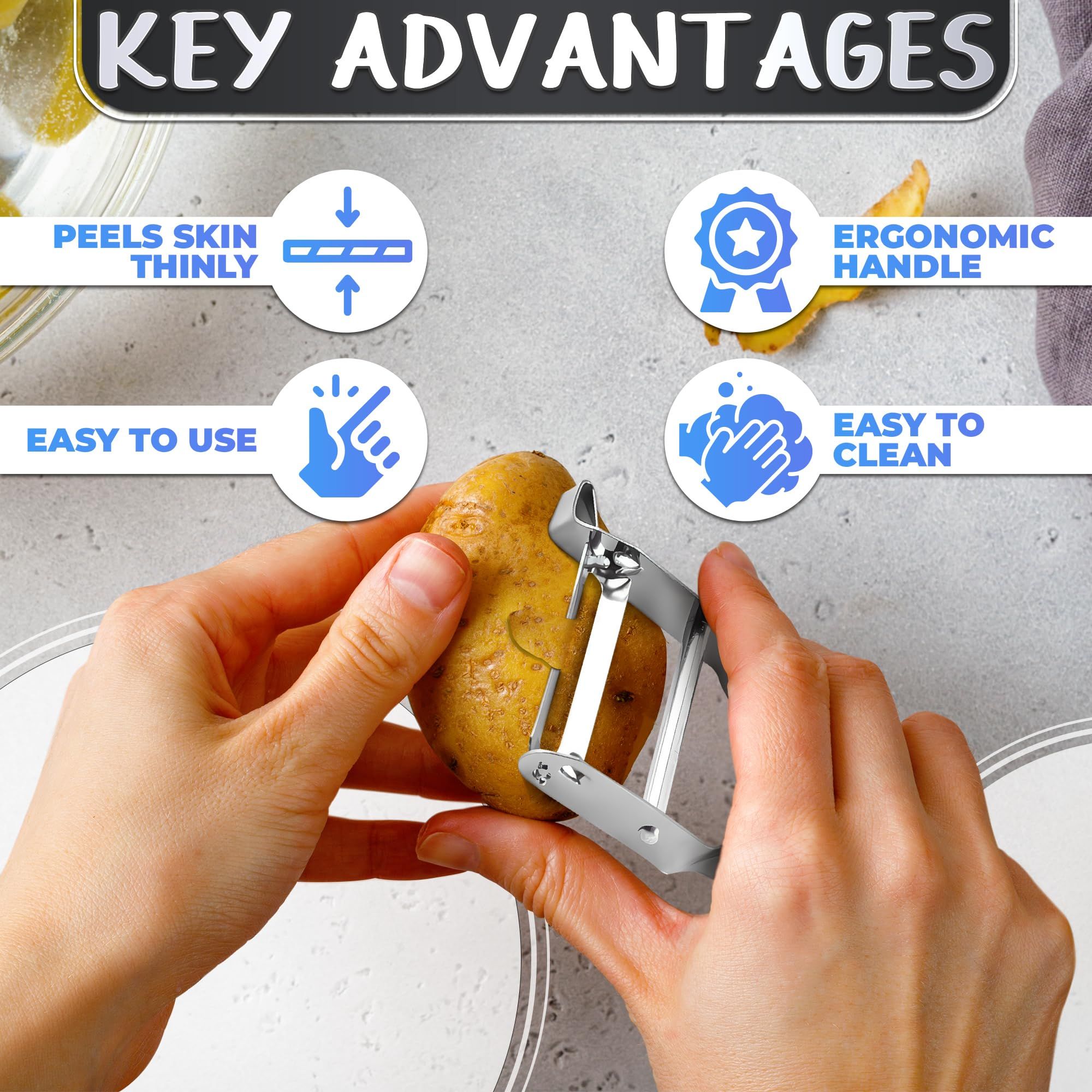 Vegetable Peelers for Kitchen Potato Peelers - Stainless Steel Kitchen Peeler view 3