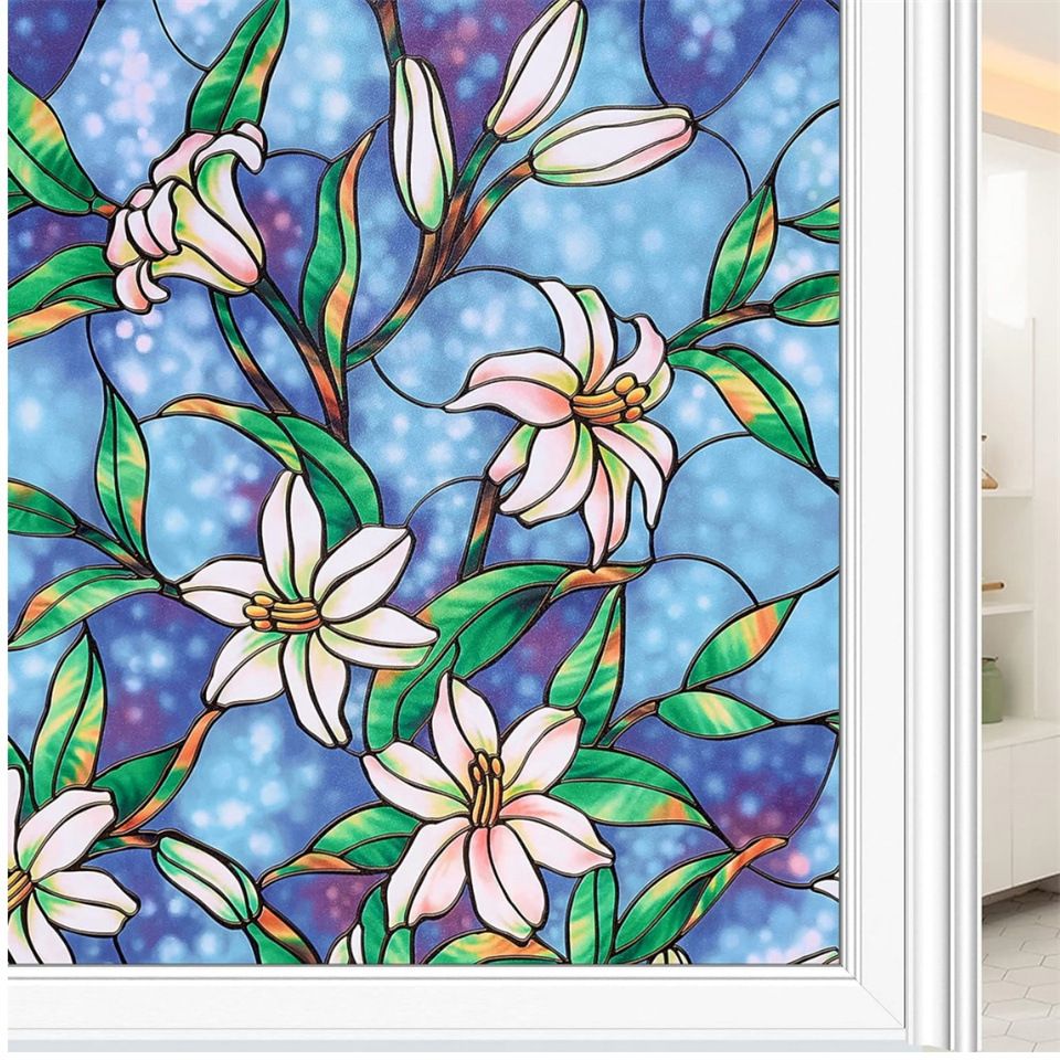 Stained Glass Window Film：Static Cling Decorative UV Sun Blocking Glass Window — image 1
