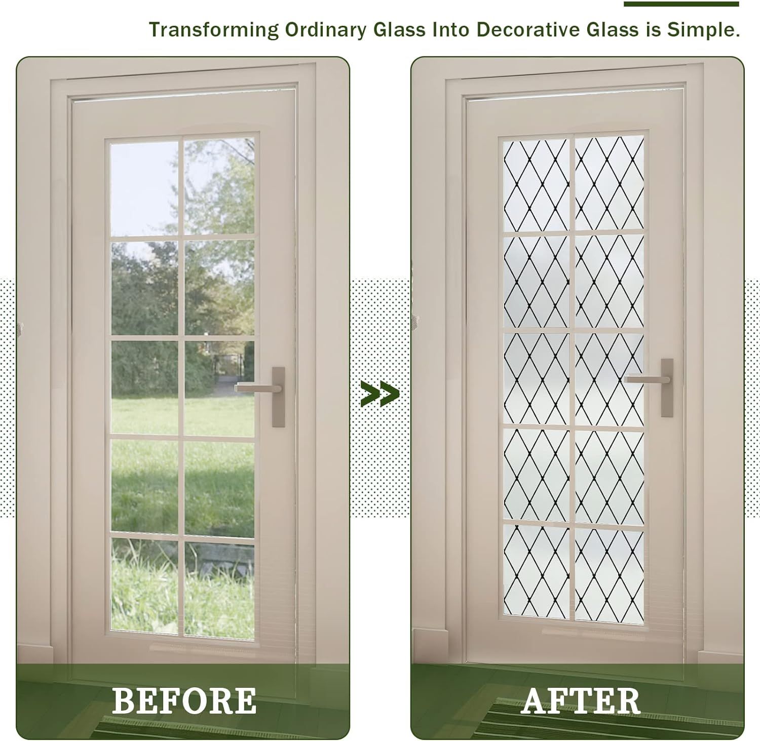 Frosted Black Lattice Window Privacy Films Decorative Glass Windows Removable view 5