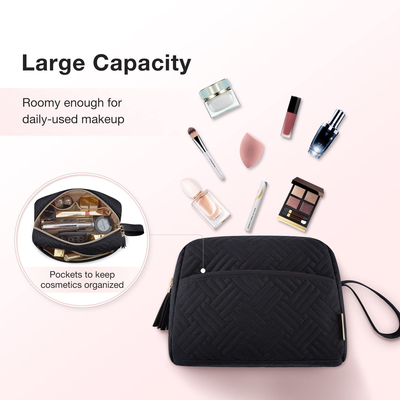 Cosmetic Pouch, Elegant Roomy Makeup Bag,Travel Zipper Pouch,Water-resistant view 2