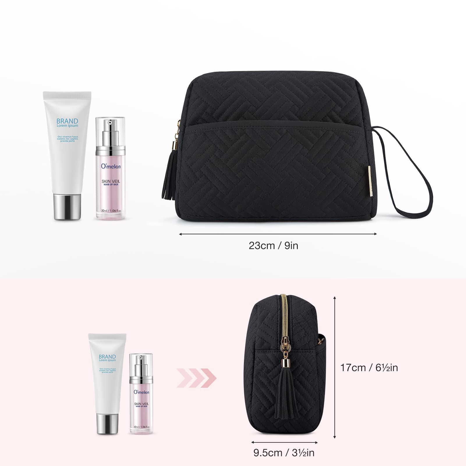 Cosmetic Pouch, Elegant Roomy Makeup Bag,Travel Zipper Pouch,Water-resistant view 3