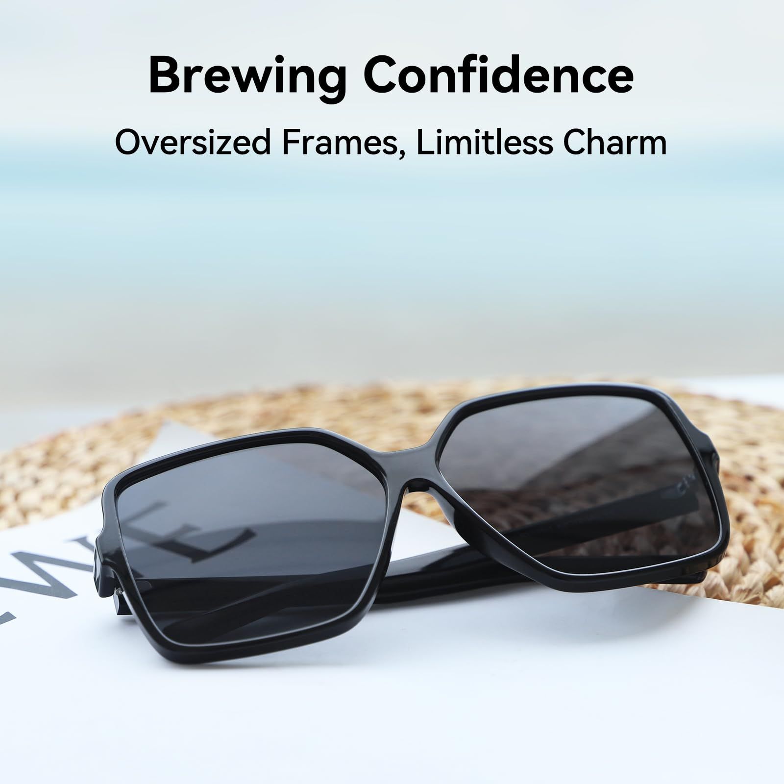 Oversized Square Sunglasses for Women Big Large Wide Fashion Shades for Men UV view 2