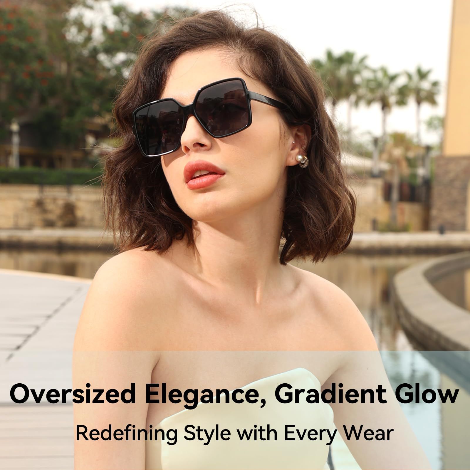 Oversized Square Sunglasses for Women Big Large Wide Fashion Shades for Men UV view 3