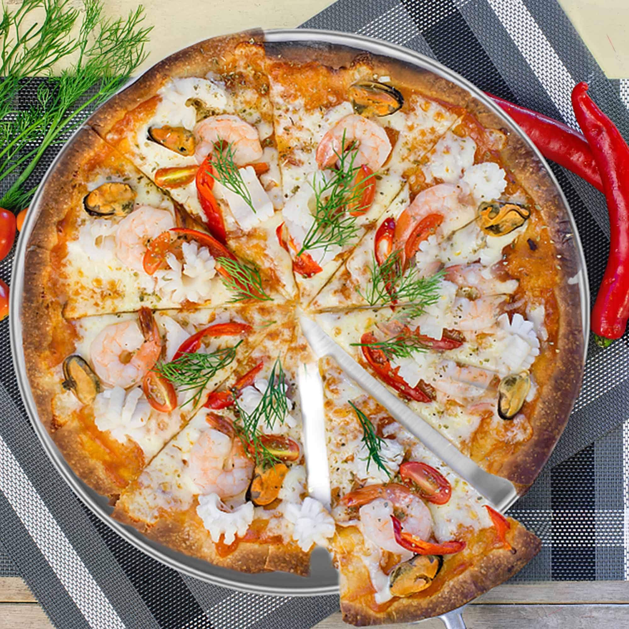 Pizza Pan, 12 inch Pizza Pan Stainless Steel Pizza Pan Tray Round Pizza Oven view 5