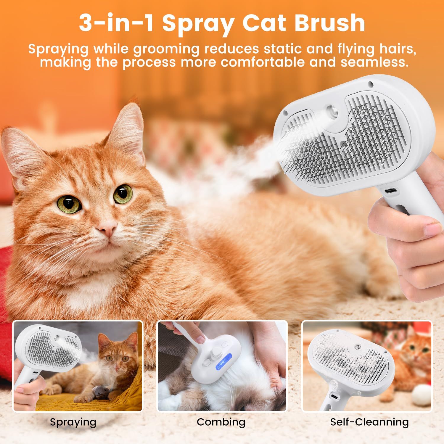 Cat Steam Brush for Shedding view 4