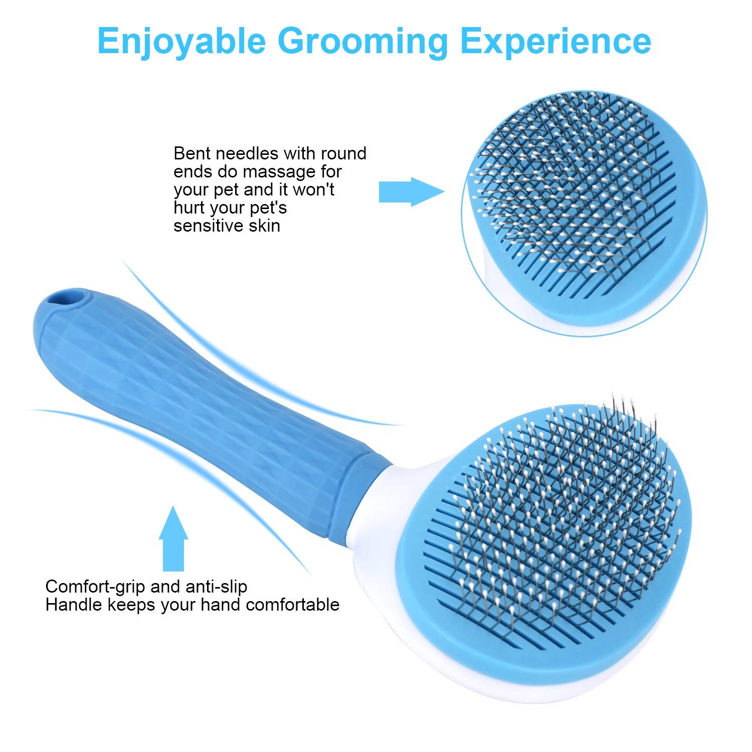Self Cleaning Brush, Dog Cat Bunny Pet Grooming Shedding Brush - Easy to view 2