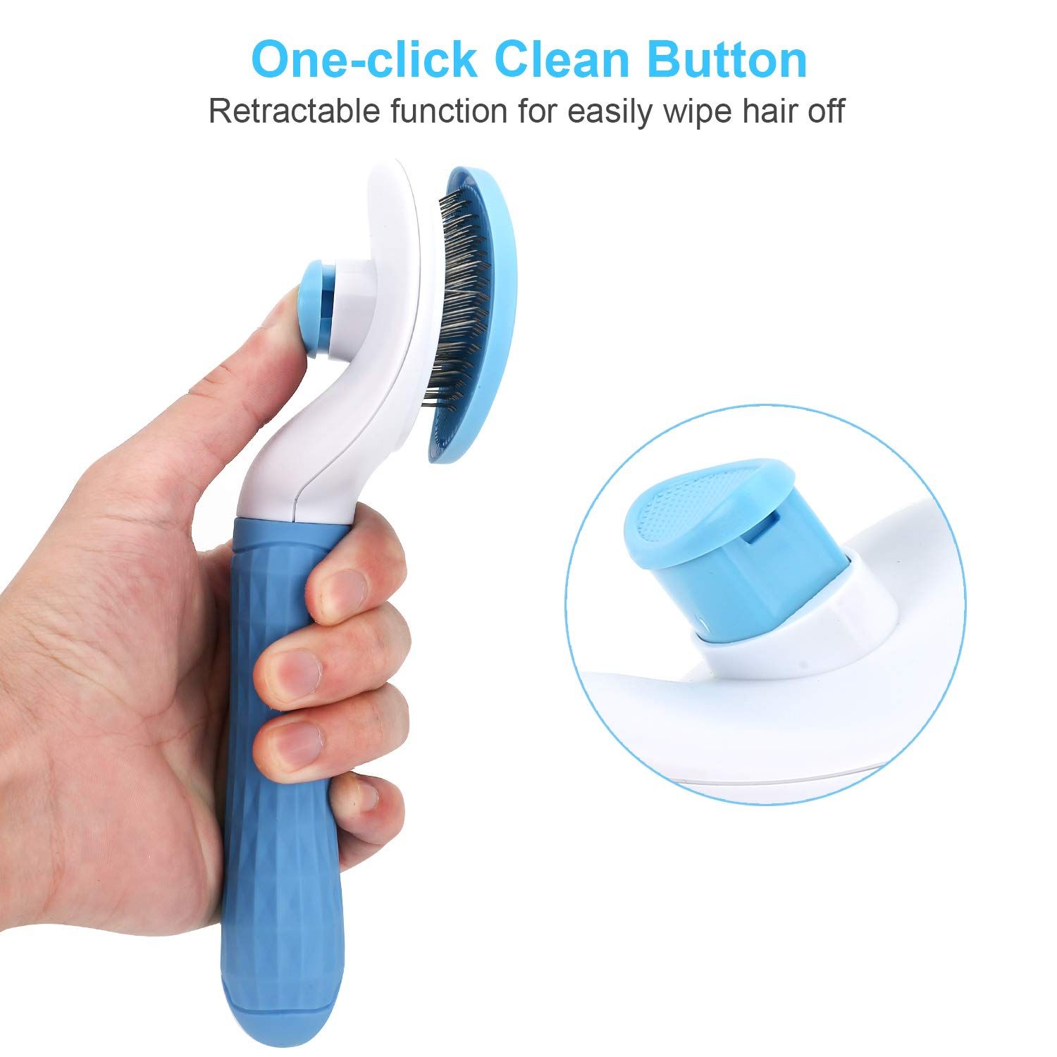Self Cleaning Brush, Dog Cat Bunny Pet Grooming Shedding Brush - Easy to view 3