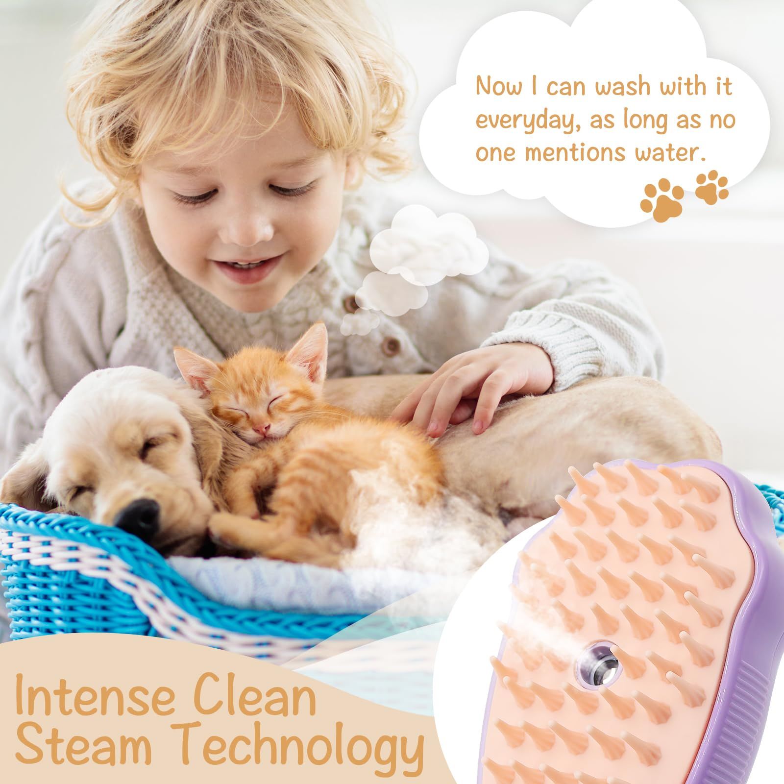 Pet Steam Brush - 3 In 1 Steamy Cat Brush view 2