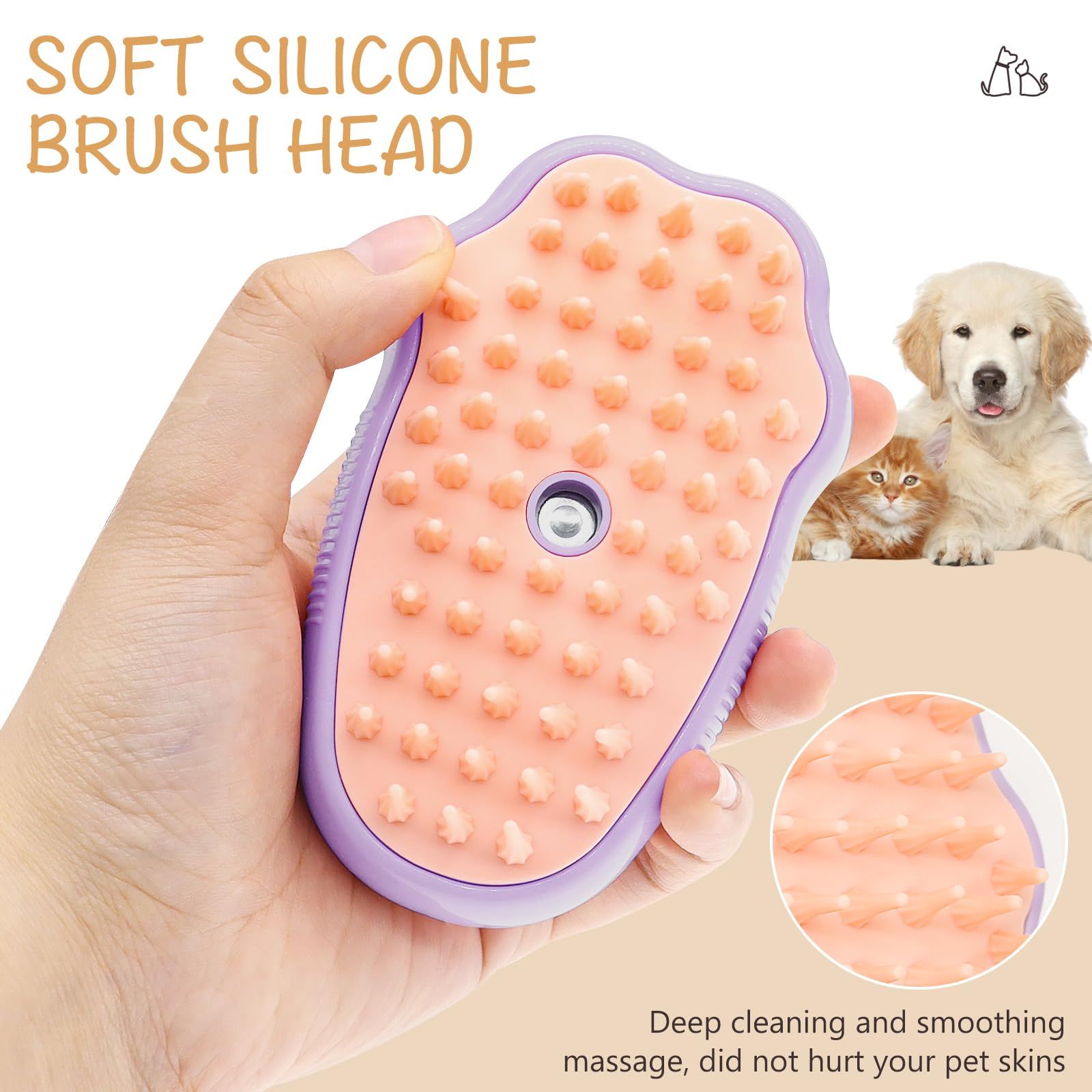 Pet Steam Brush - 3 In 1 Steamy Cat Brush view 3