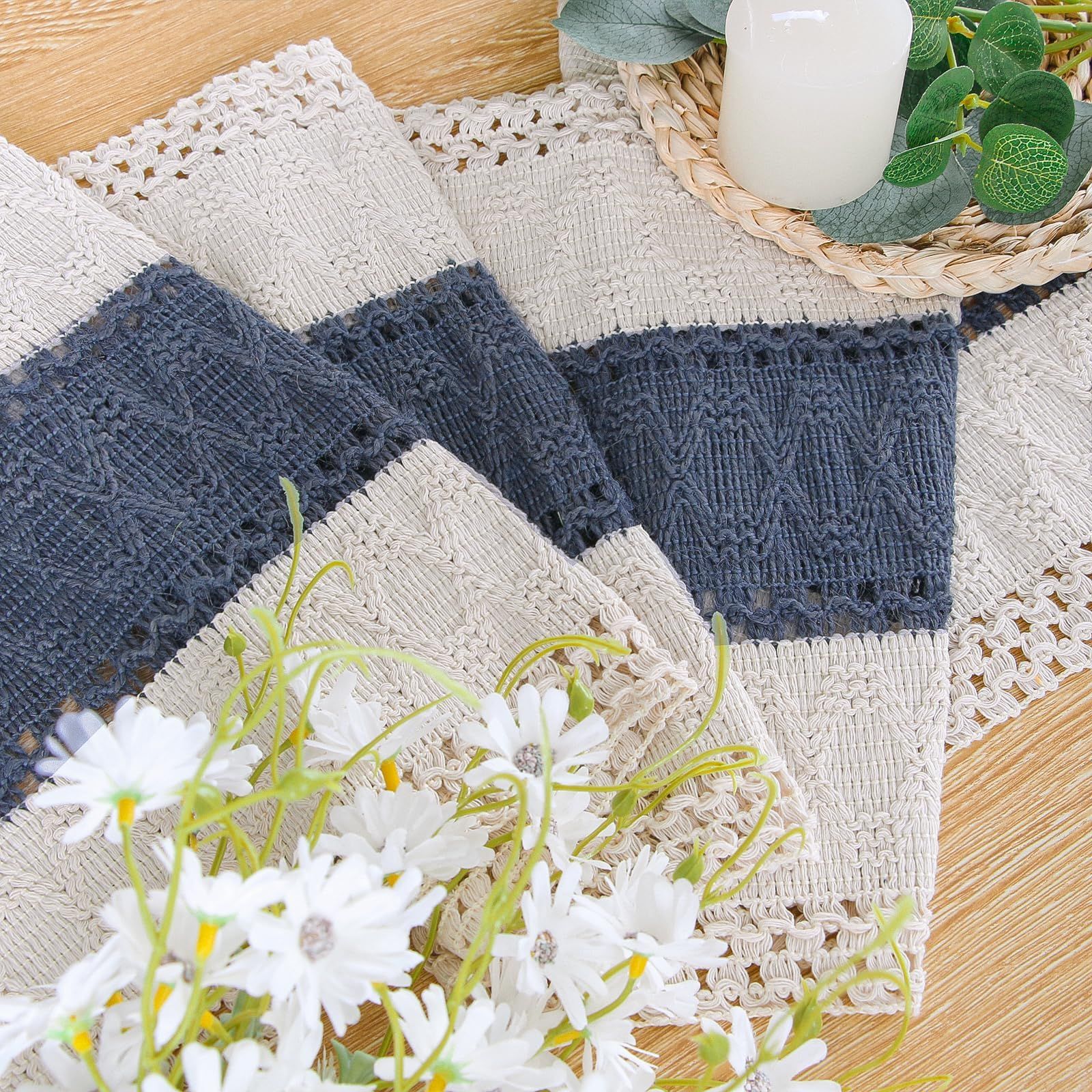 Nordic Cotton Linen Table Flag Bed Tail Scarf Colored Knot Tassel Living Room view 4