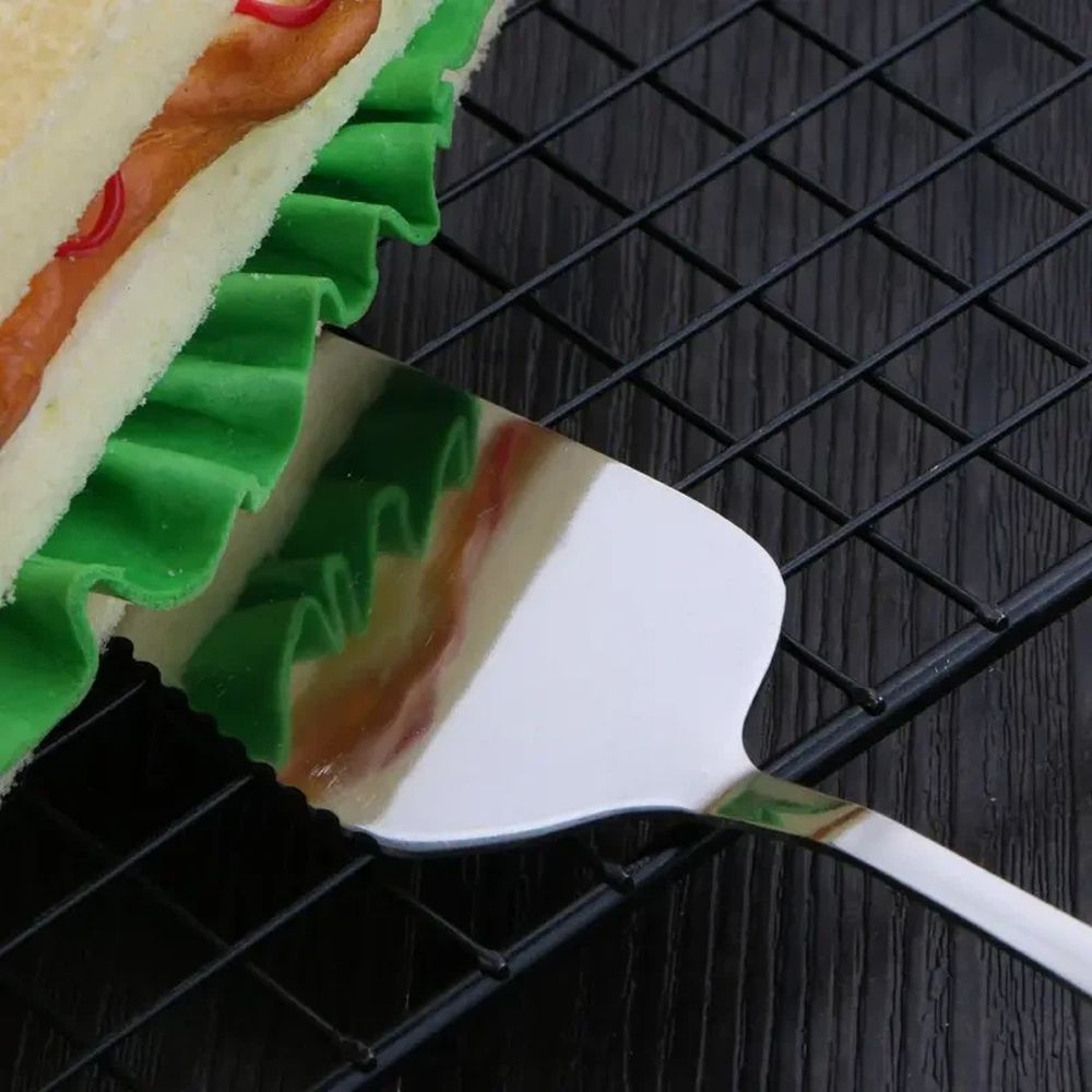 2PCS Stainless Steel Cake Shovel Titanium Plated Triangle Shovel with Teeth view 2