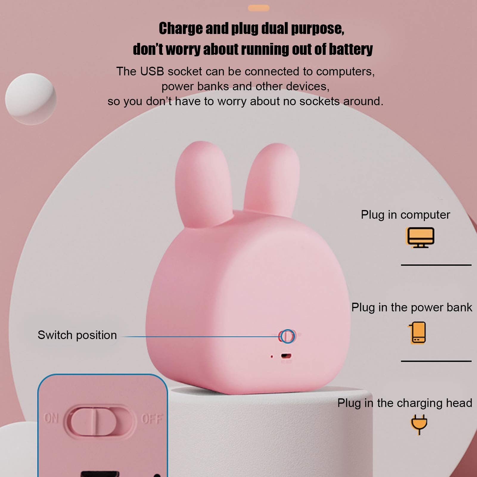 night light charging children's sleeping dormitory bedside light view 5