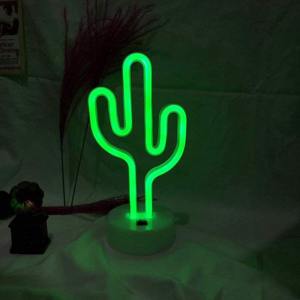 Green Cactus Neon Light Signs Cactus Neon Lights Night Lights with Pedestal view 5