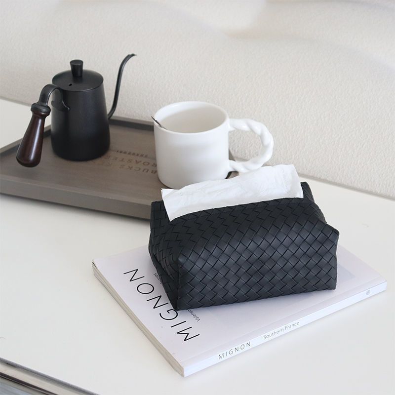 Tissue Holder Home Tissue Boxes PU Leather Woven Tissue Box Paper Bag Modern