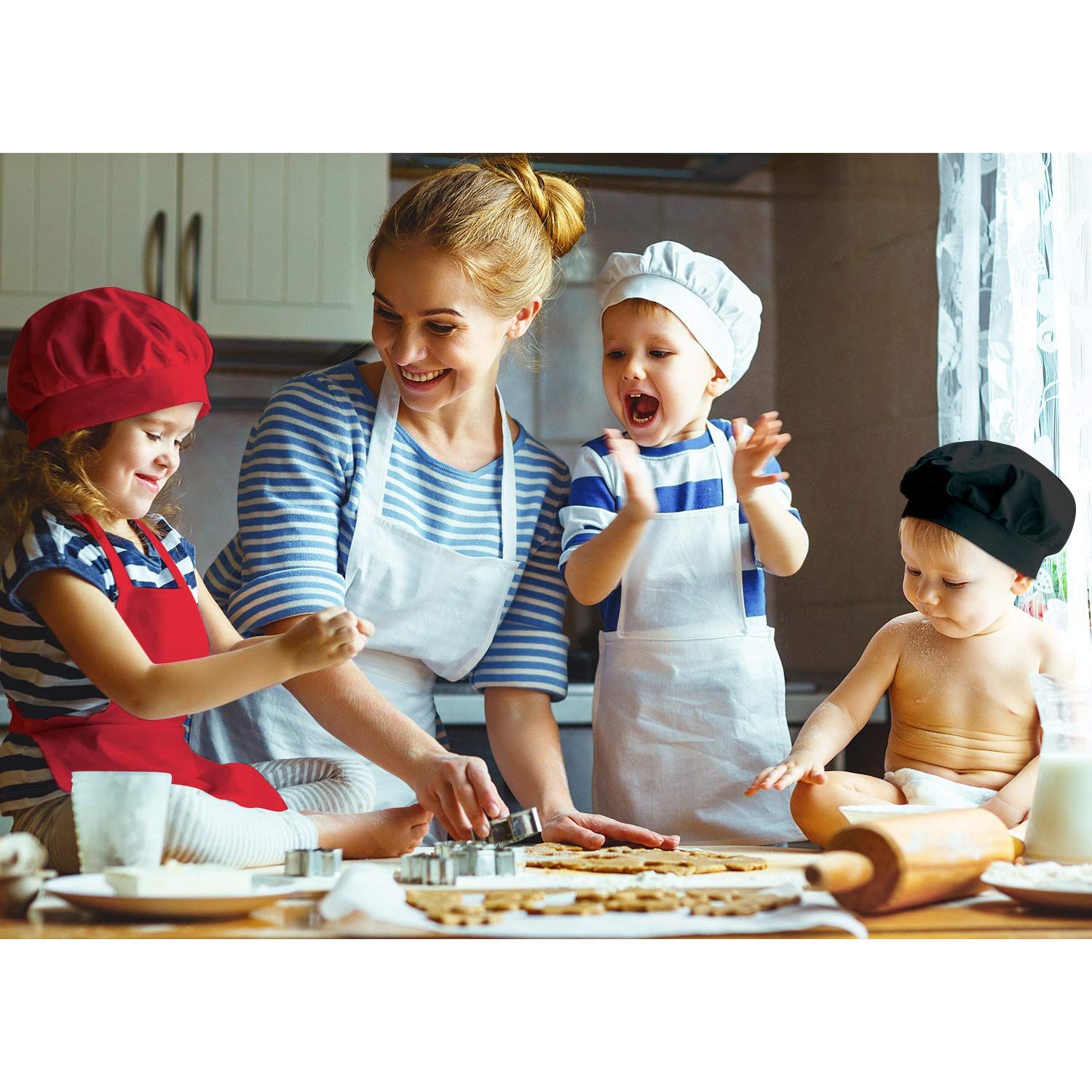 6 Pieces Kids Chef Hat Apron Set view 5