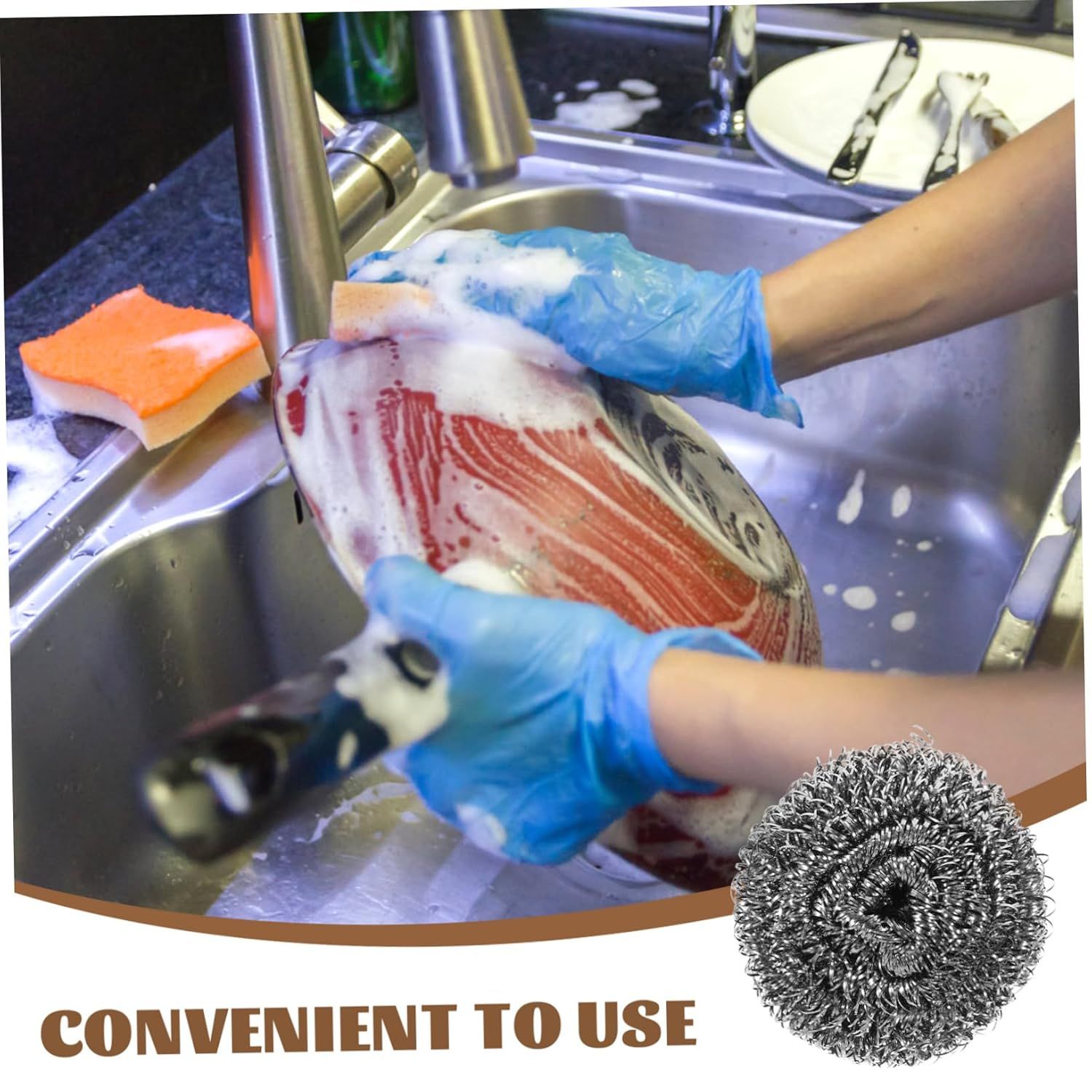 4pcs Kitchen Steel Wool Sponge Flatware Dinnerware Steel Wool Scrubber Pan view 4