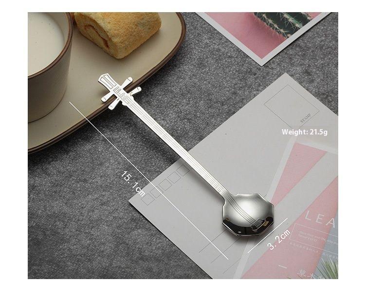 Silverware Set, 4 Pieces 304 Stainless Steel Coffee Spoon Creative Guitar view 5