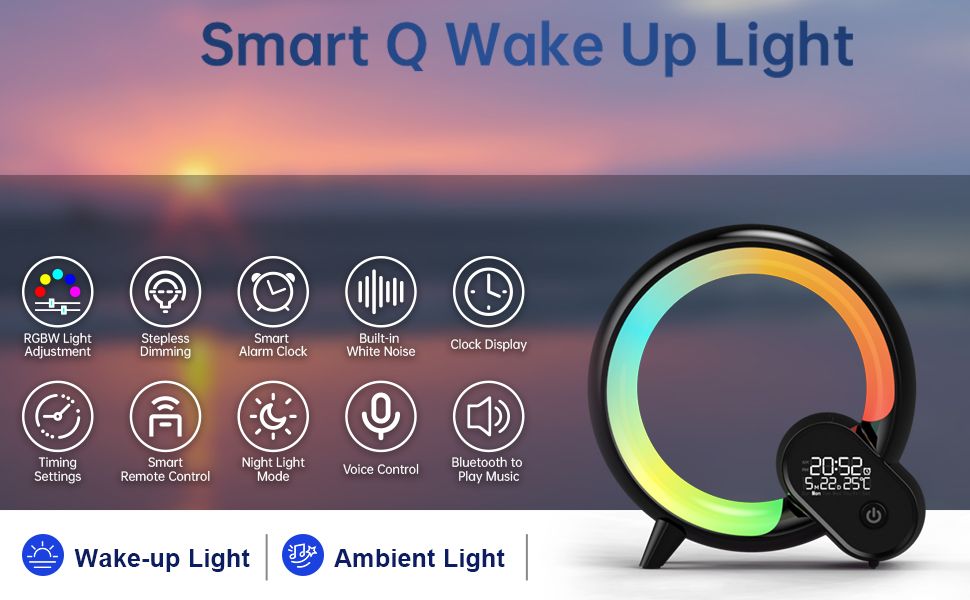Smart night light lamp, Wake Up Light for bedroom,Smart alarm clock with view 3