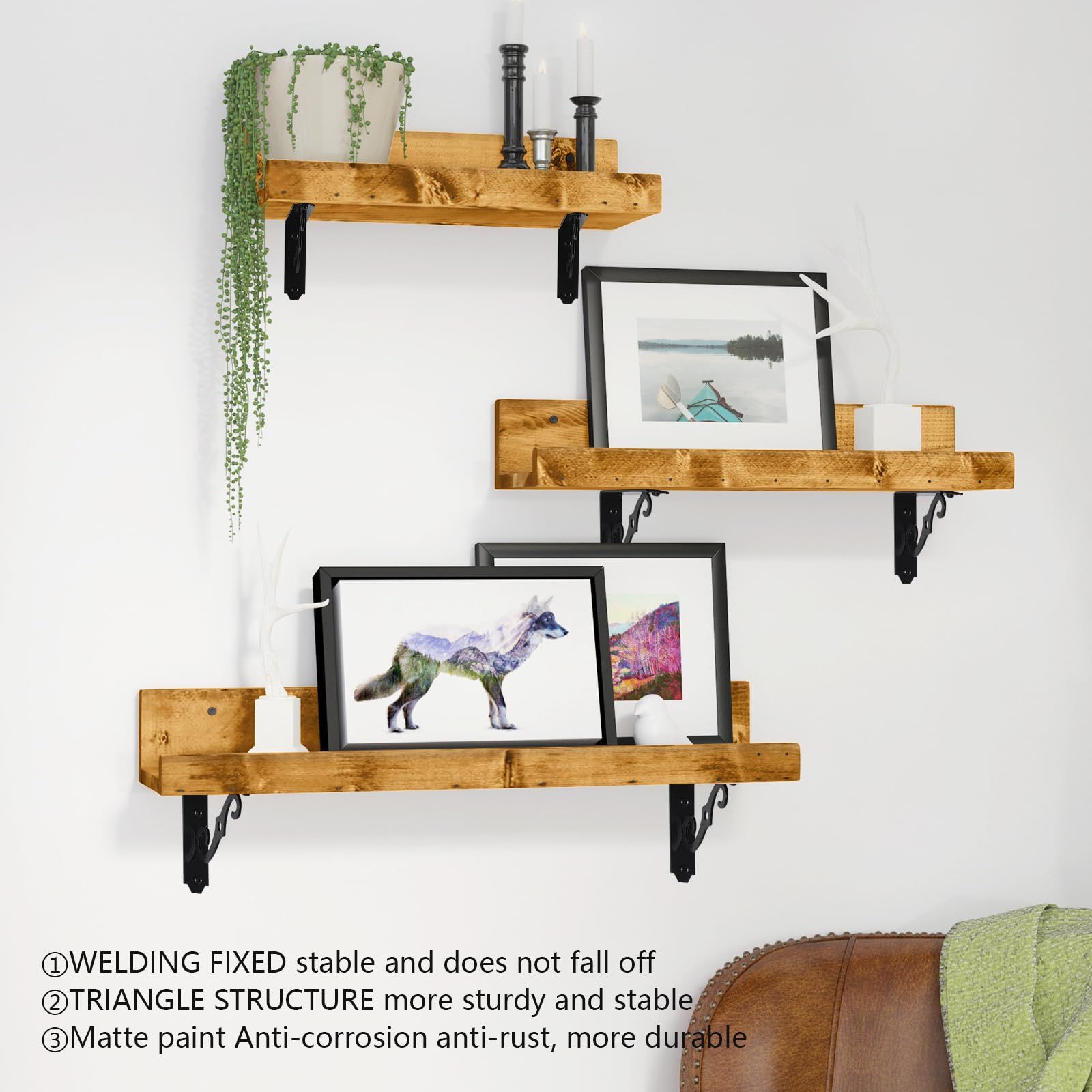 Decorative Shelf Brackets Wall Mounted Floating Shelf Bracket L Heavy Duty view 5