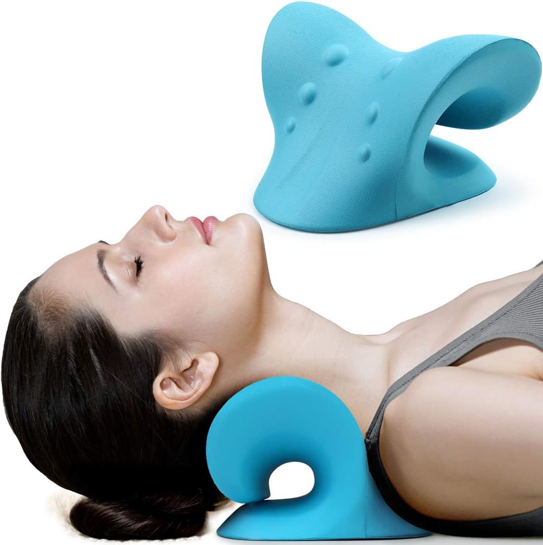 Blue Neck Shoulder Stretcher Relaxer Cervical Chiropractic Traction Device view 2