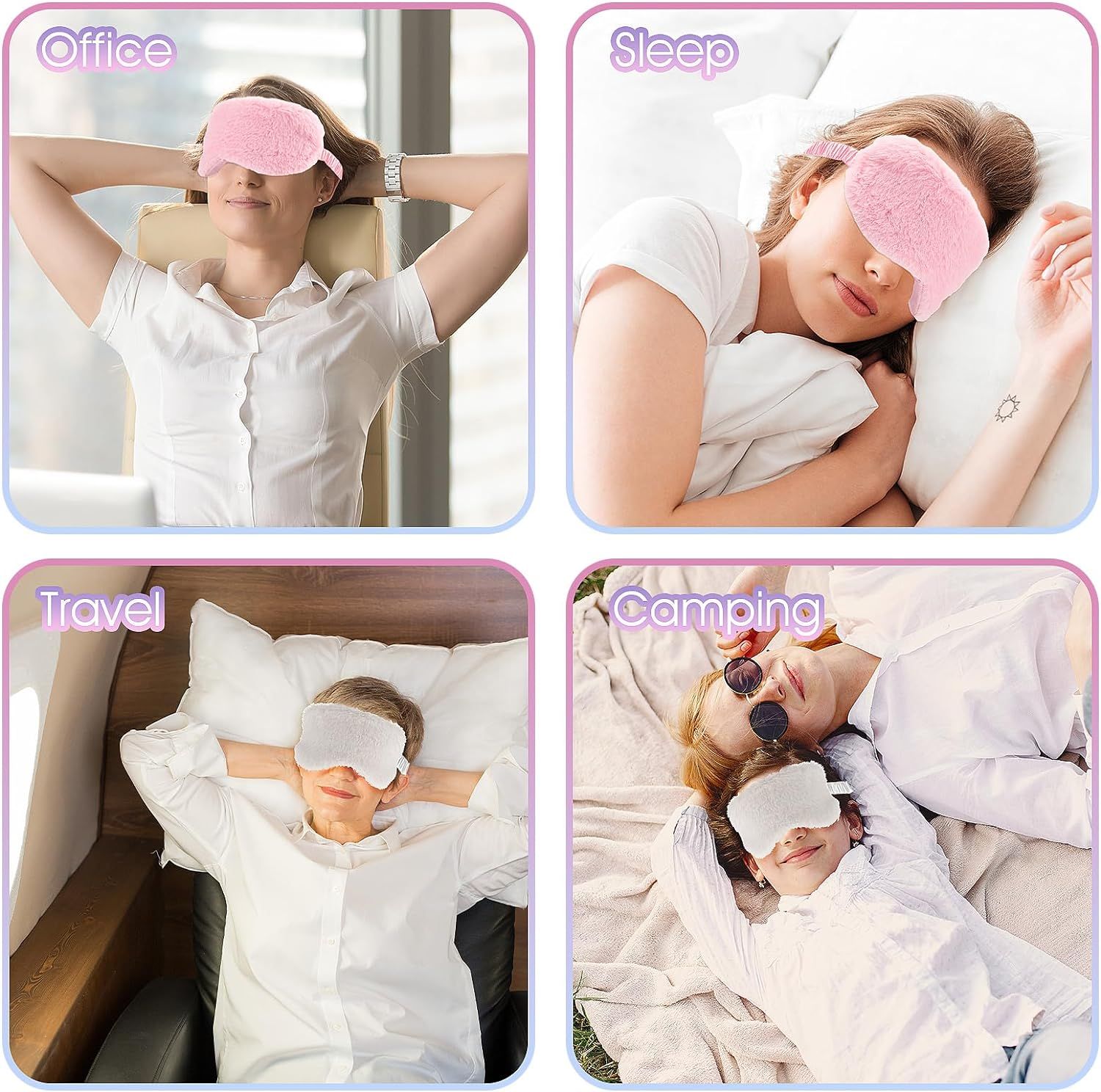 2 Pcs Plush Eye Mask Soft Sleeping Blindfold Eye Cover Comfortable Faux Fur view 5