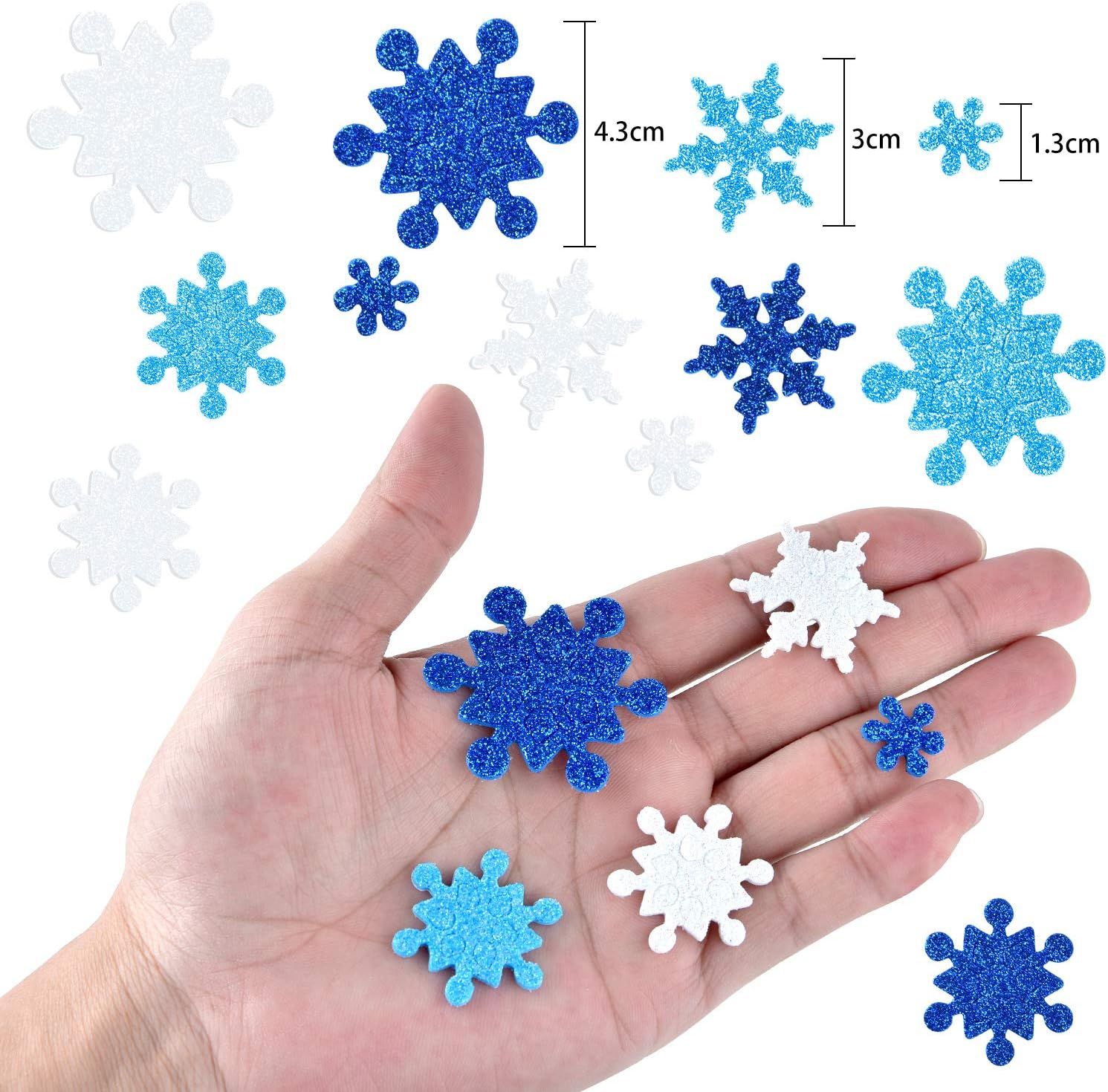 Snowflake Foam Stickers Self-Adhesive Snowflake Stickers Decals for Christmas view 2